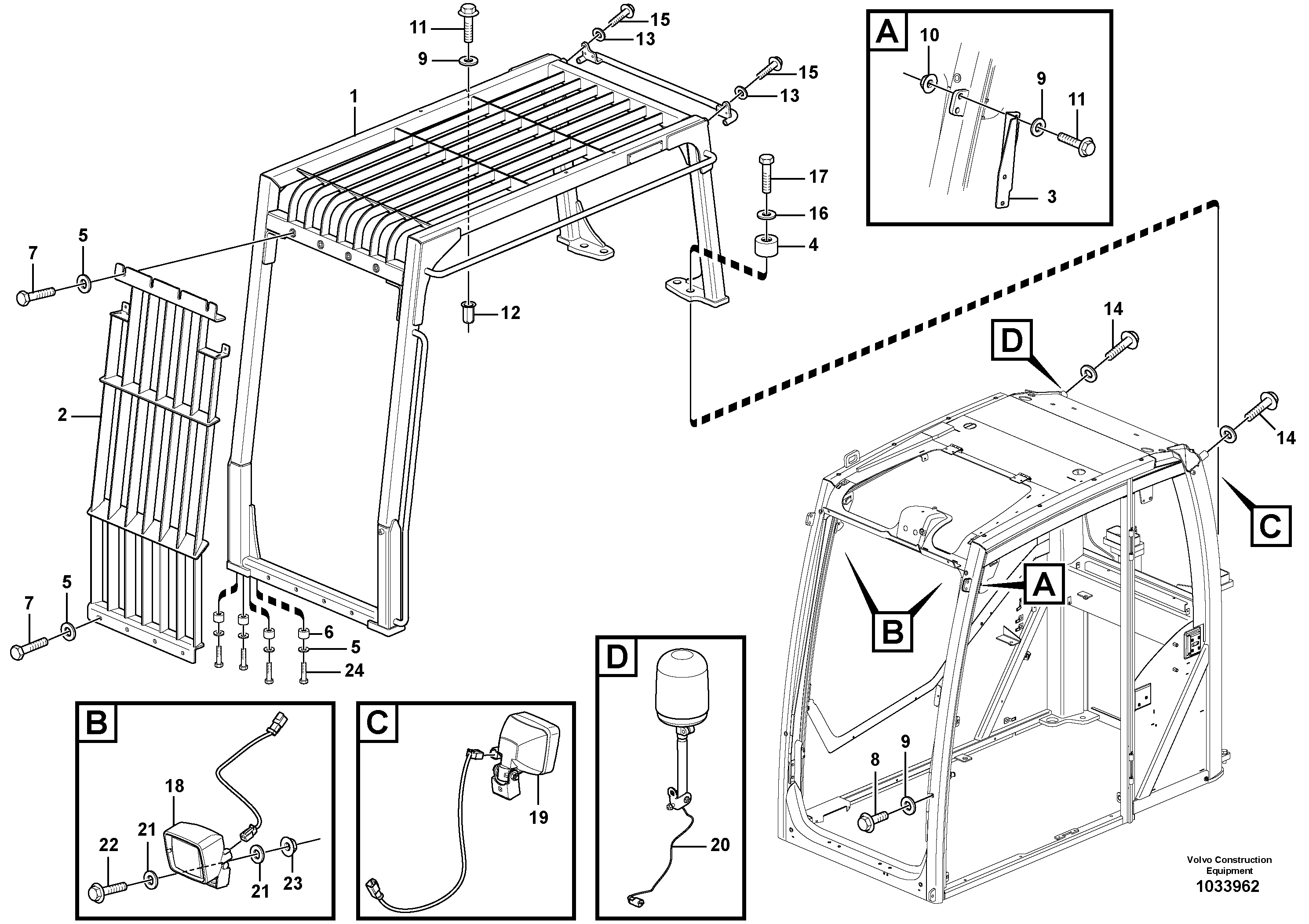 Схема запчастей Volvo EW140C - 33220 Falling object guards EW140C