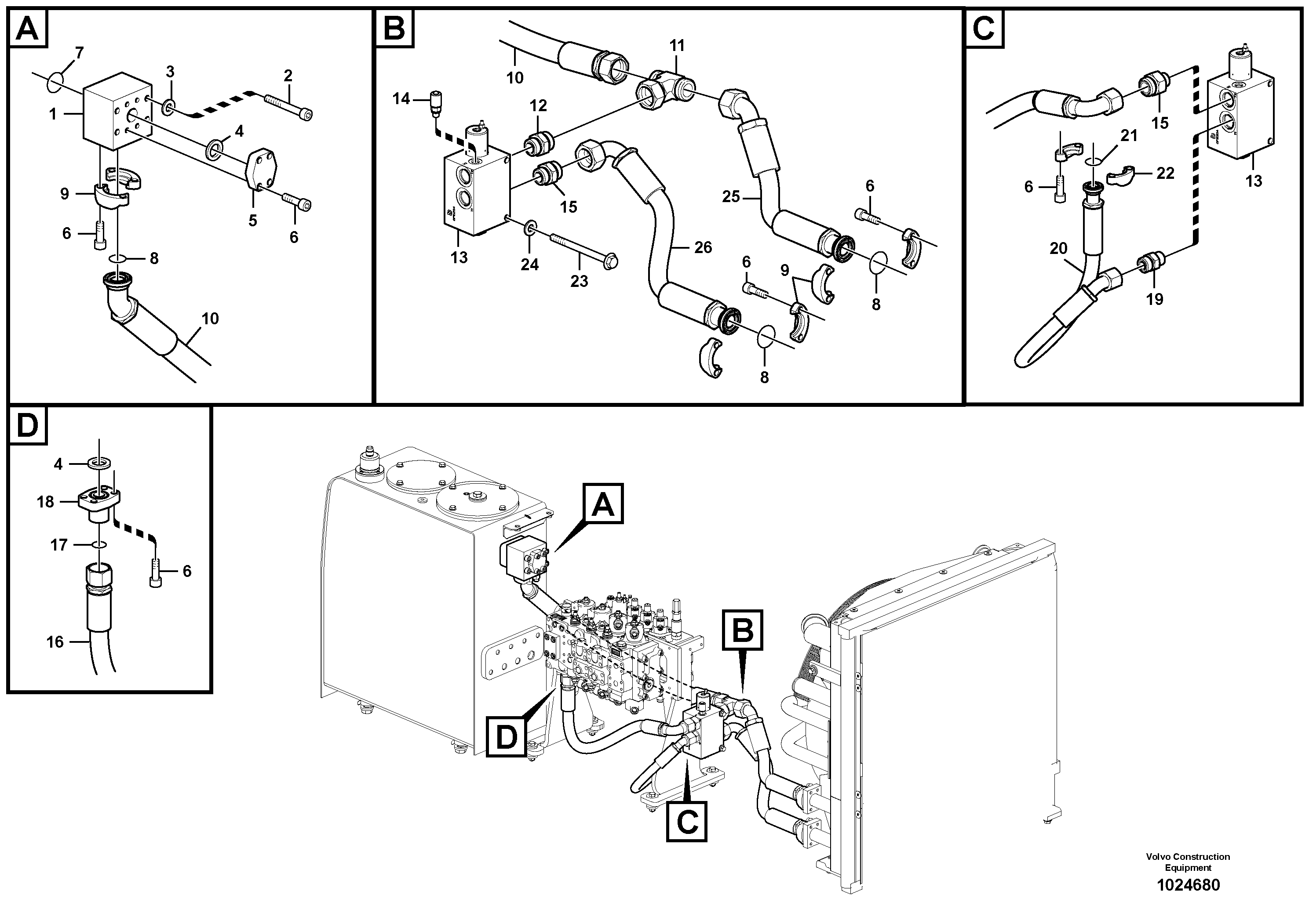 Схема запчастей Volvo EW140C - 103503 Hydraulic system, hydraulic tank to hydraulic oil cooler EW140C