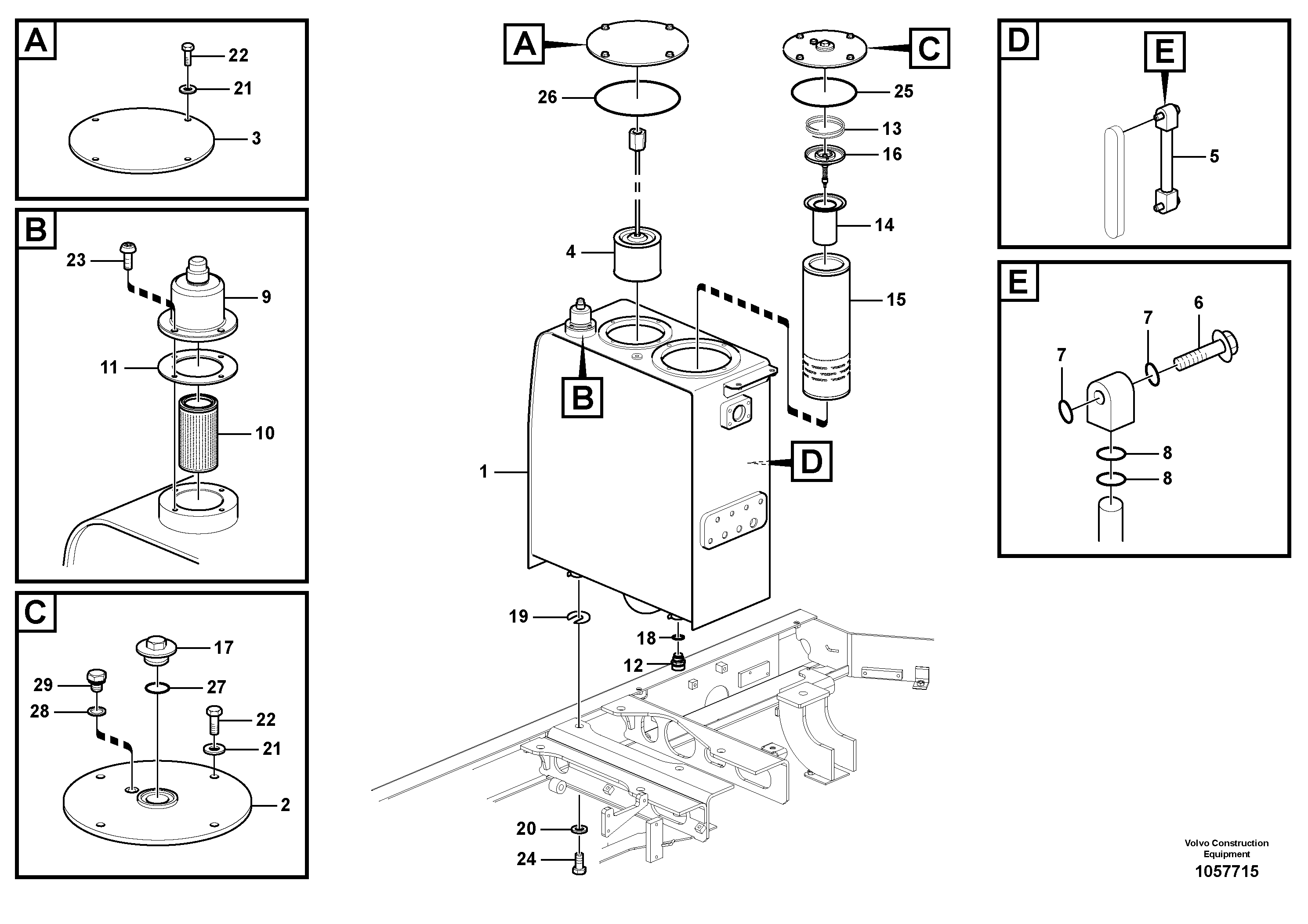 Схема запчастей Volvo EW140C - 89792 Гидробак EW140C