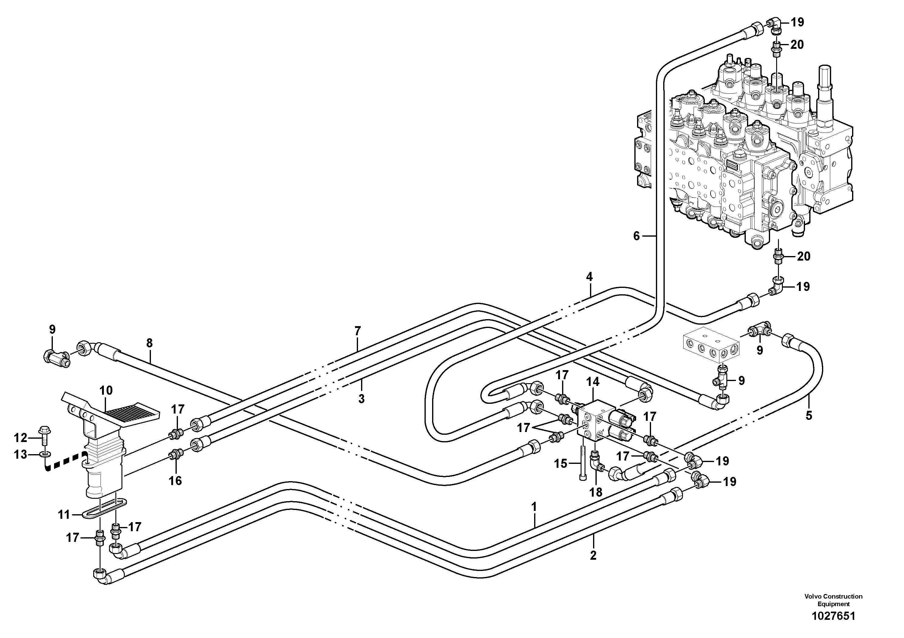 Схема запчастей Volvo EW140C - 67447 Servo system, hammer and shear EW140C