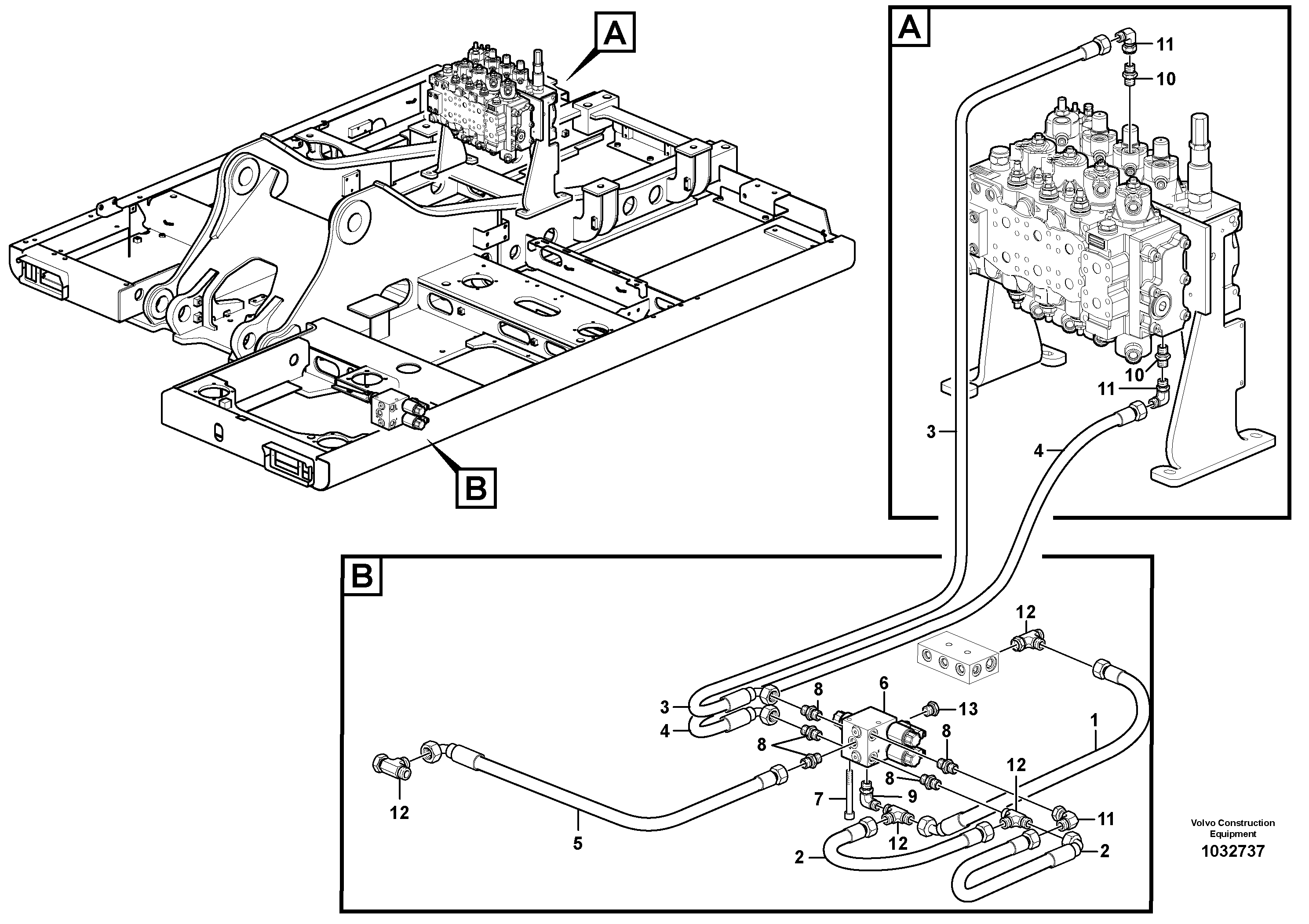 Схема запчастей Volvo EW140C - 75411 Servo system, hammer and shear EW140C