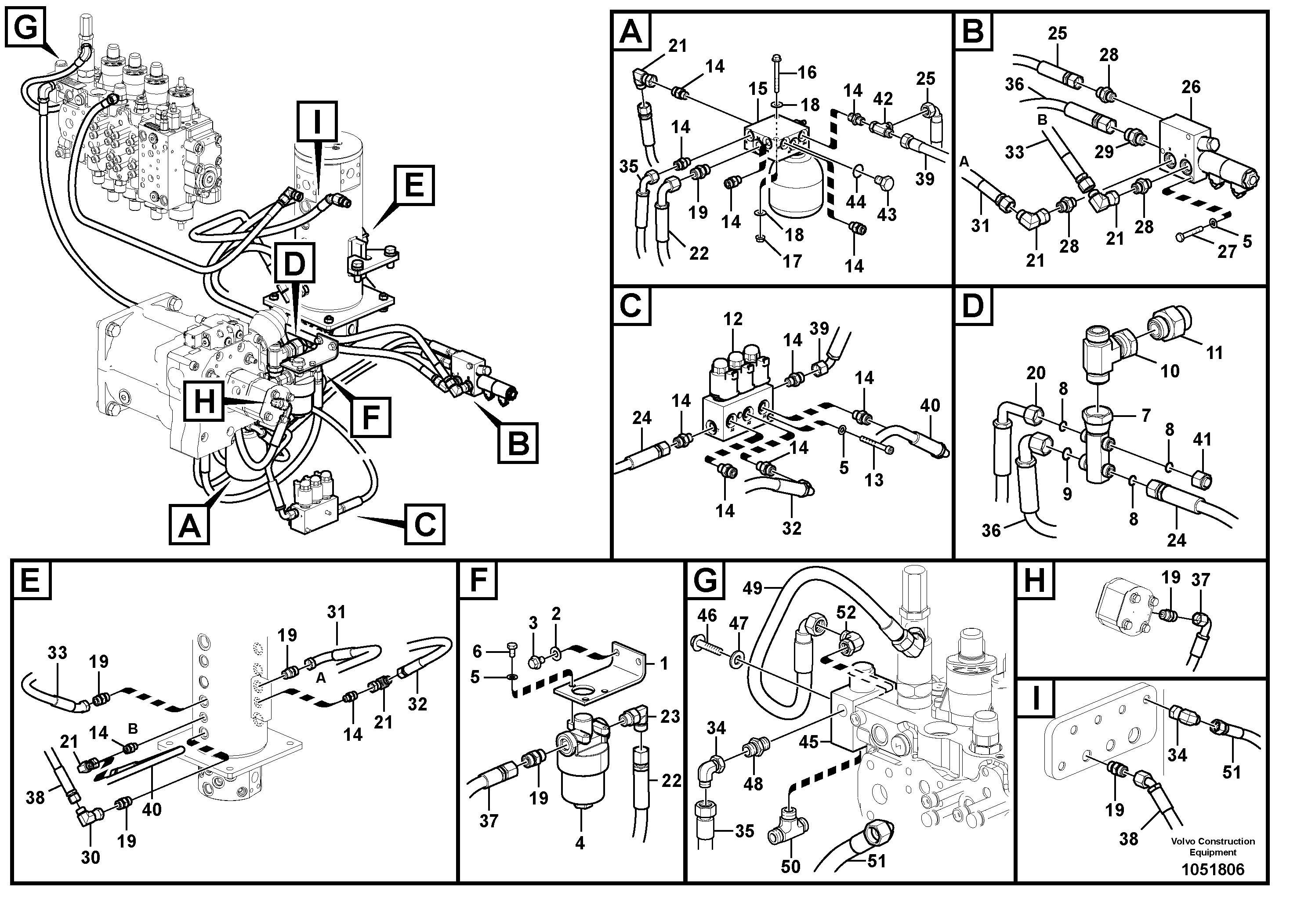 Схема запчастей Volvo EW140C - 91295 Servo system, control valve piping EW140C