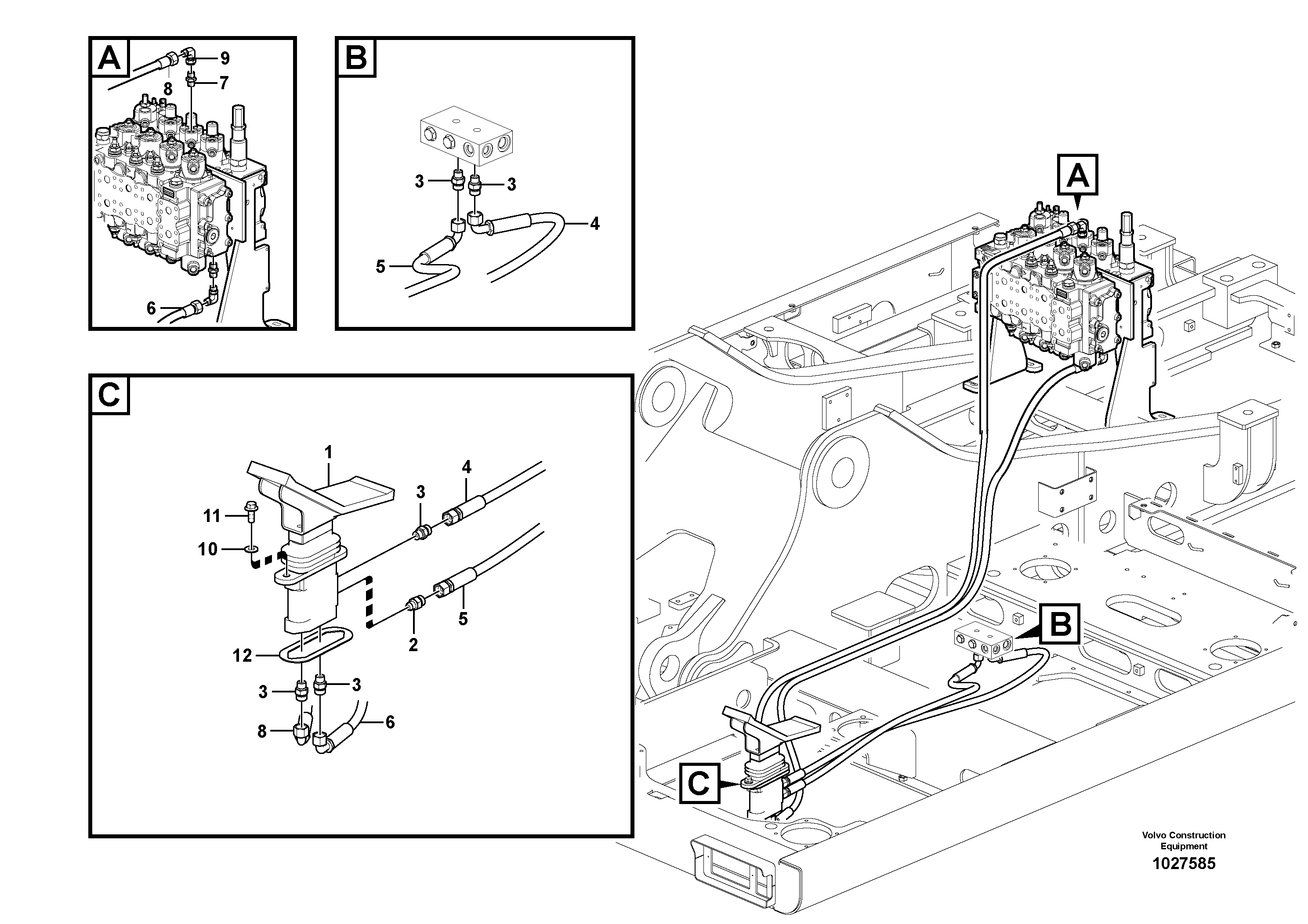 Схема запчастей Volvo EW140C - 14043 Working hydraulic, 2nd boom cylinder on adjustable boom EW140C