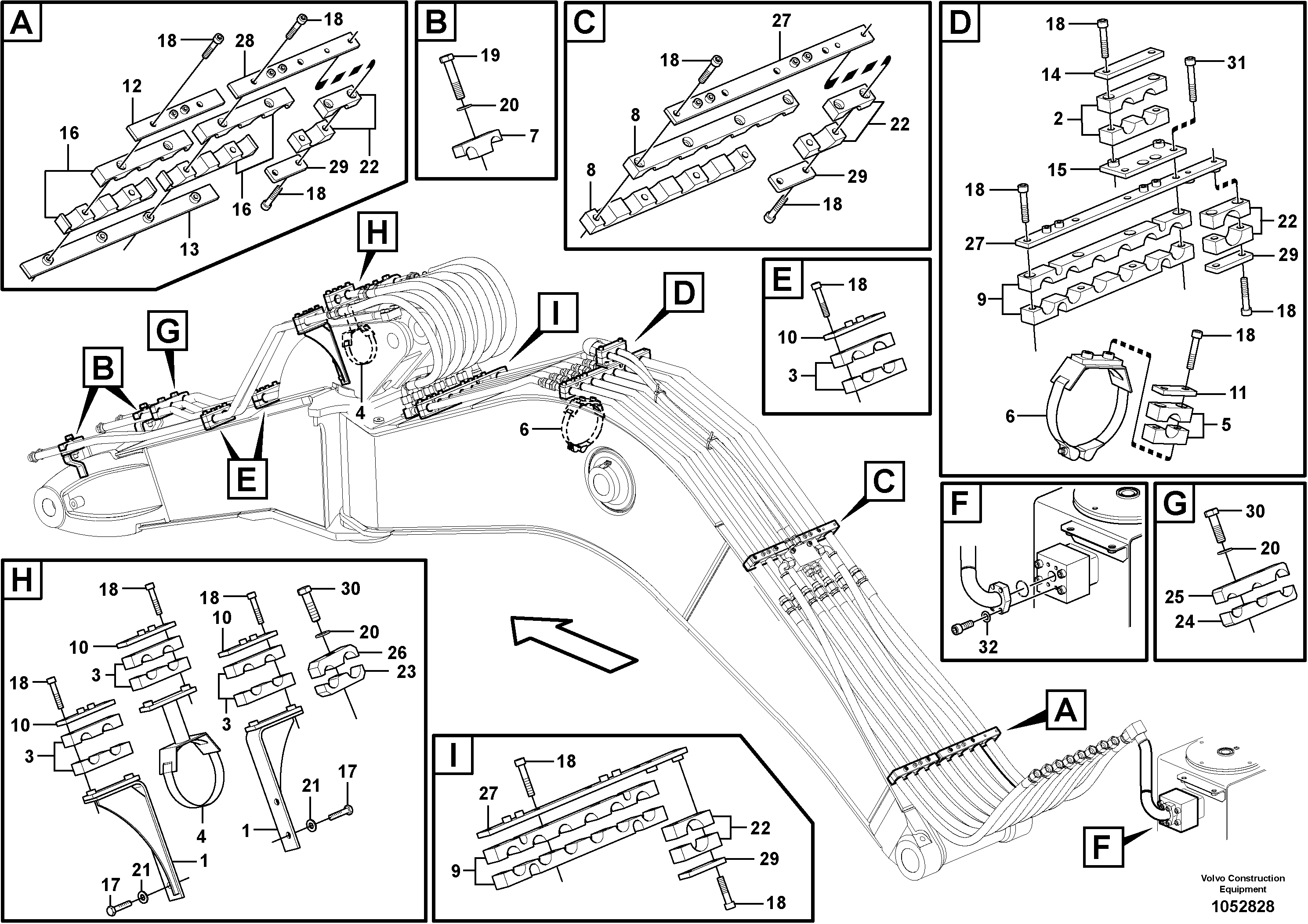 Схема запчастей Volvo EW140C - 32790 Working hydraulic, hammer and shear for mono offset boom EW140C