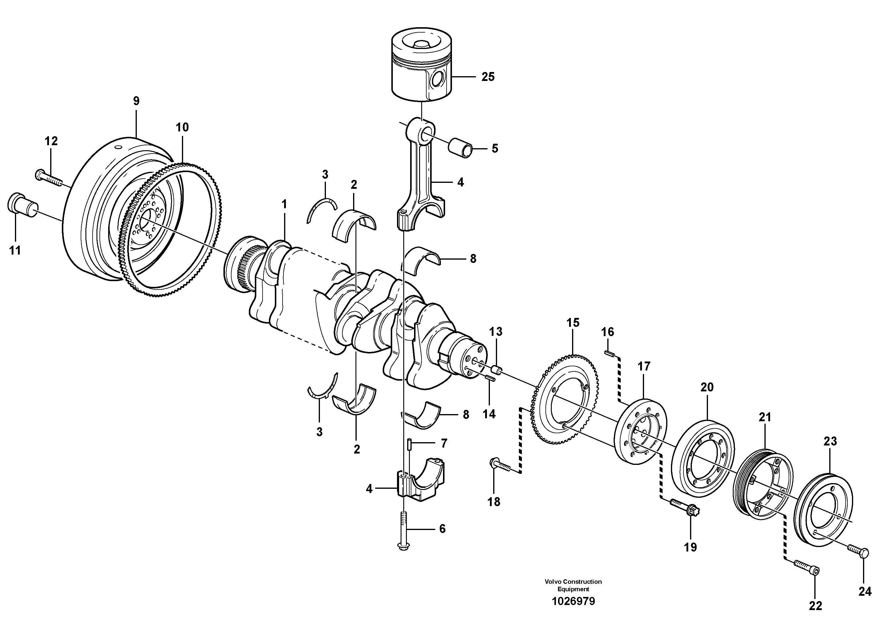 Схема запчастей Volvo EW140C - 45246 Crankshaft and related parts EW140C