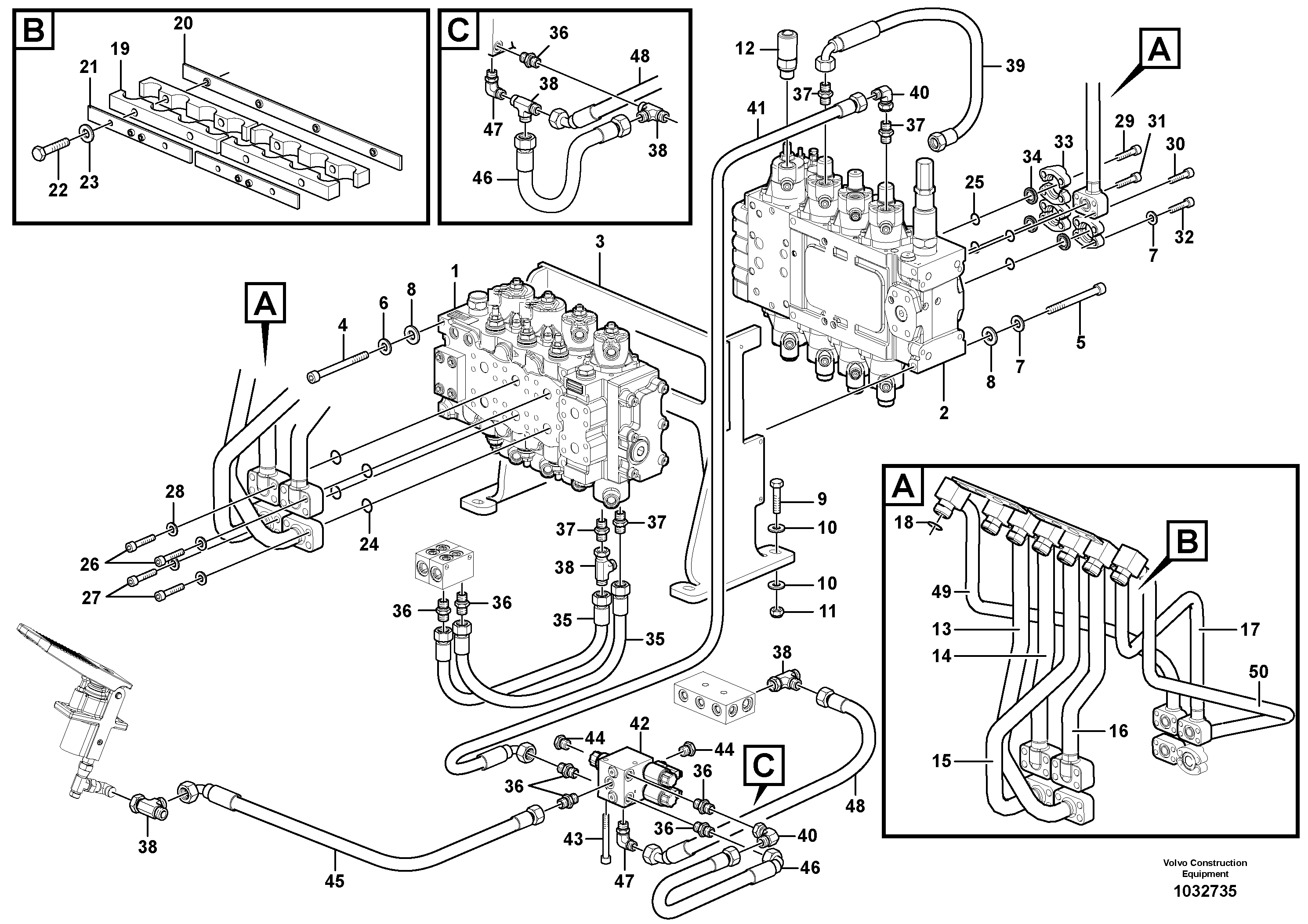 Схема запчастей Volvo EW140C - 74151 Working hydraulic, hammer and shear for 2nd pump flow EW140C