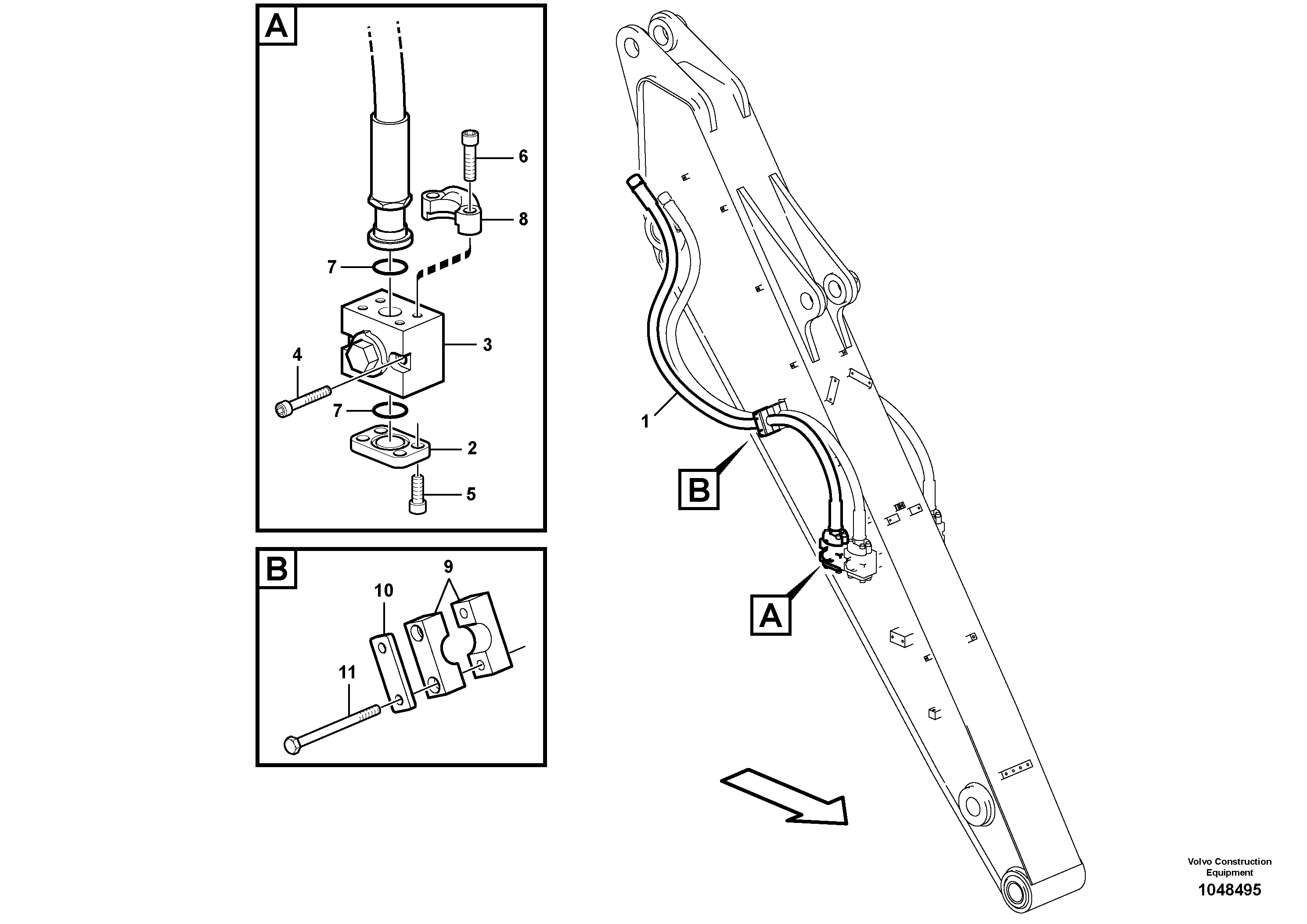 Схема запчастей Volvo EW140C - 85280 Working hydraulic, hammer and shear for dipper arm EW140C