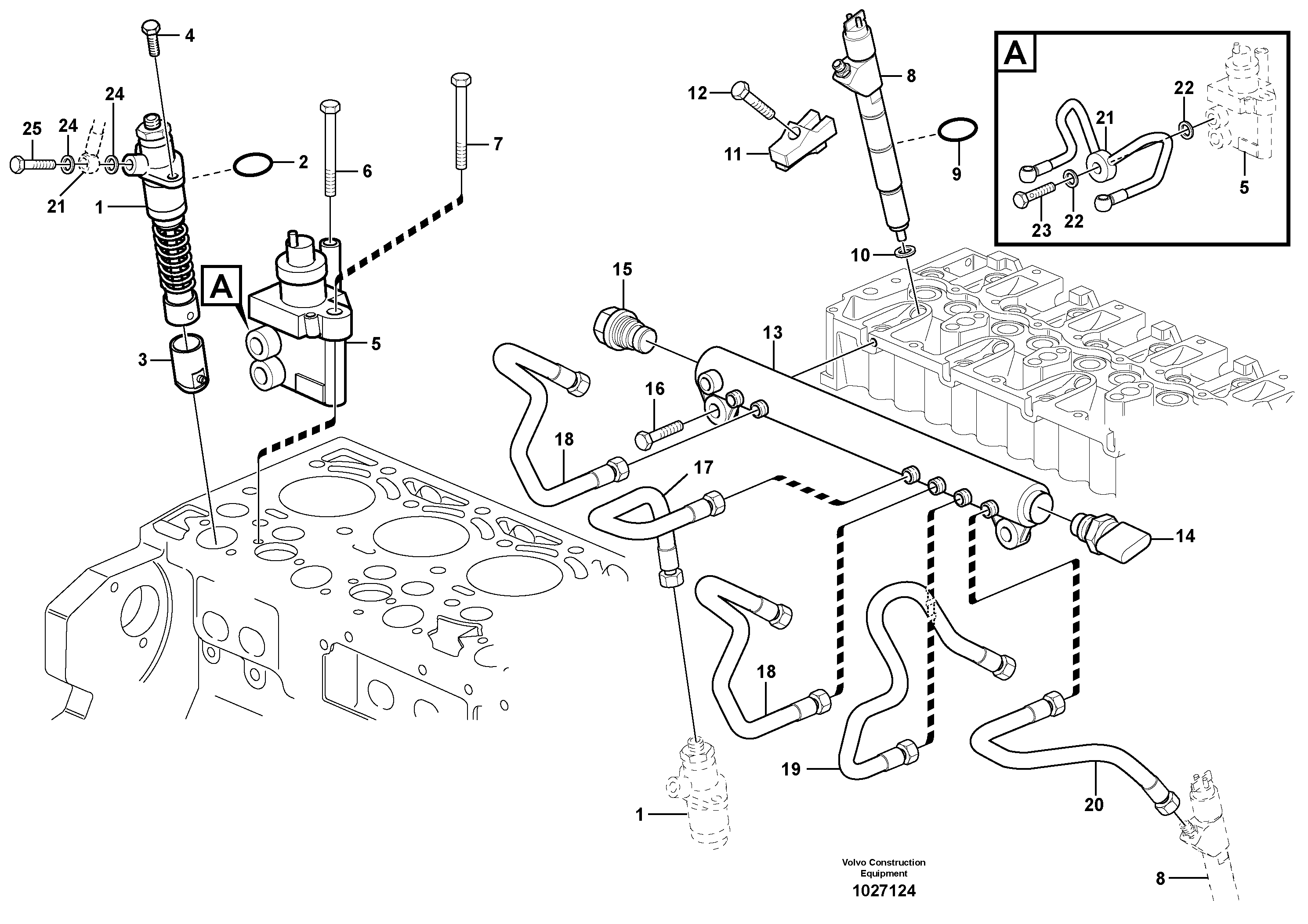 Схема запчастей Volvo EW140C - 35885 Delivery pipe - injector EW140C