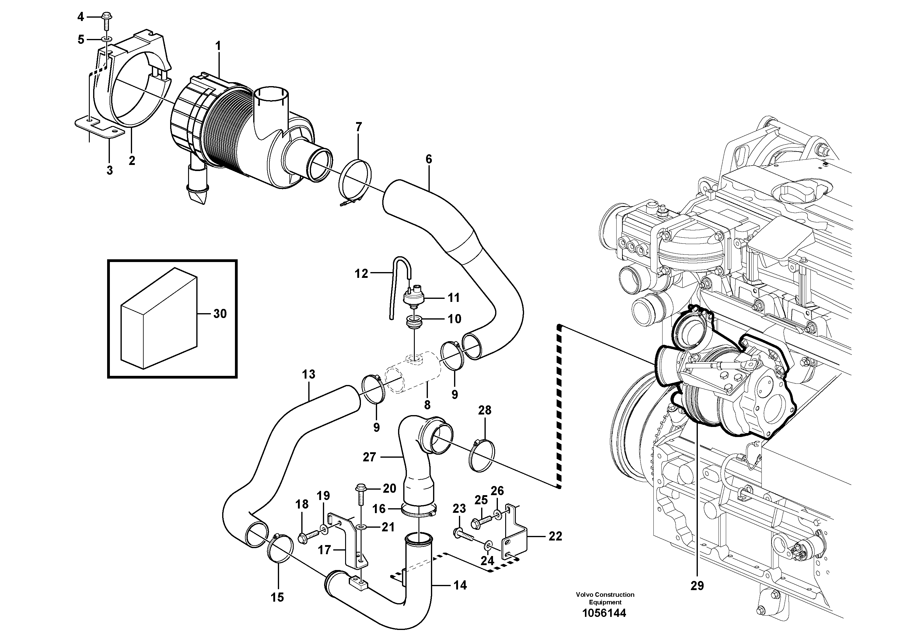 Схема запчастей Volvo EW140C - 67301 Air filter with fitting parts EW140C