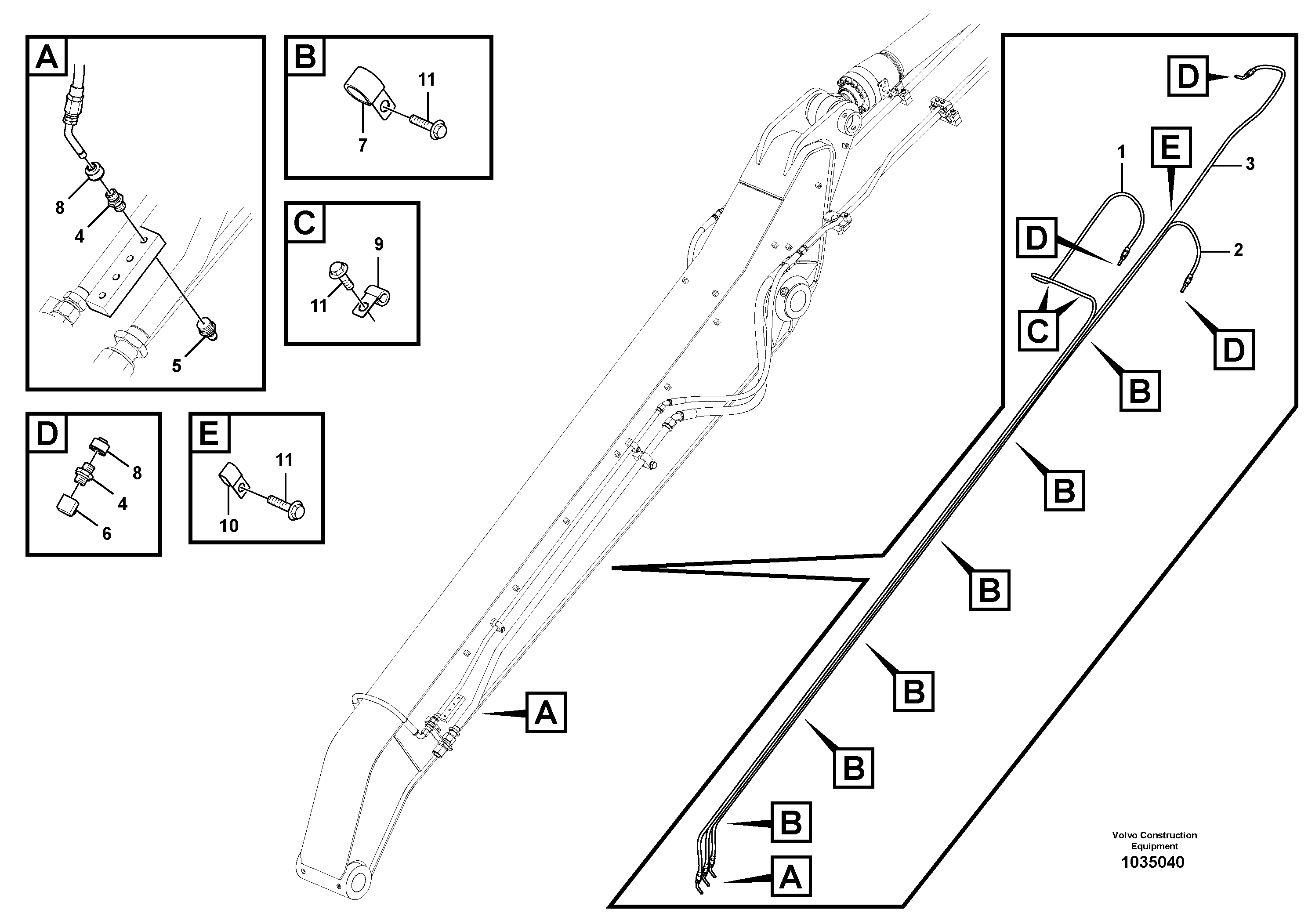 Схема запчастей Volvo EW140C - 49548 Grease Piping EW140C