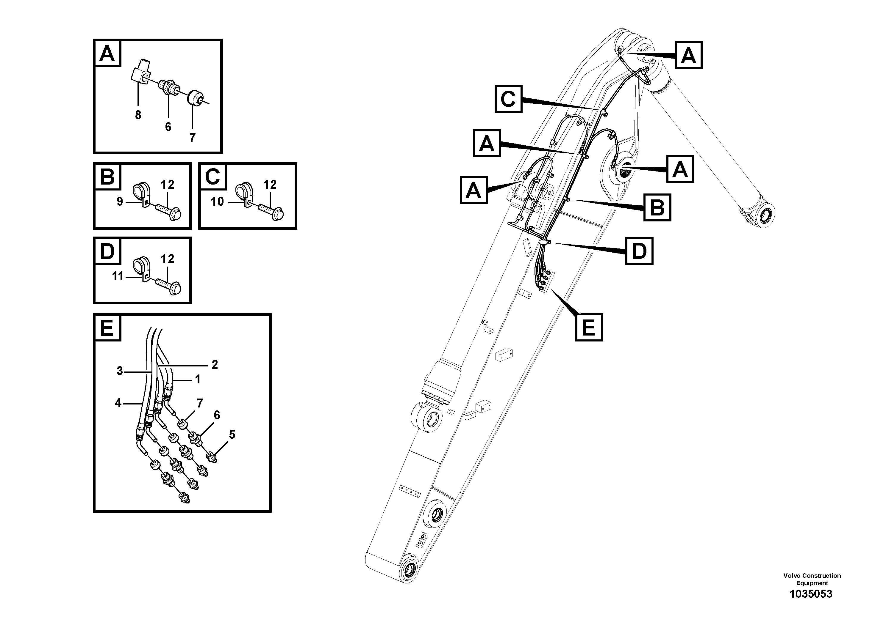 Схема запчастей Volvo EW140C - 49552 Grease Piping EW140C