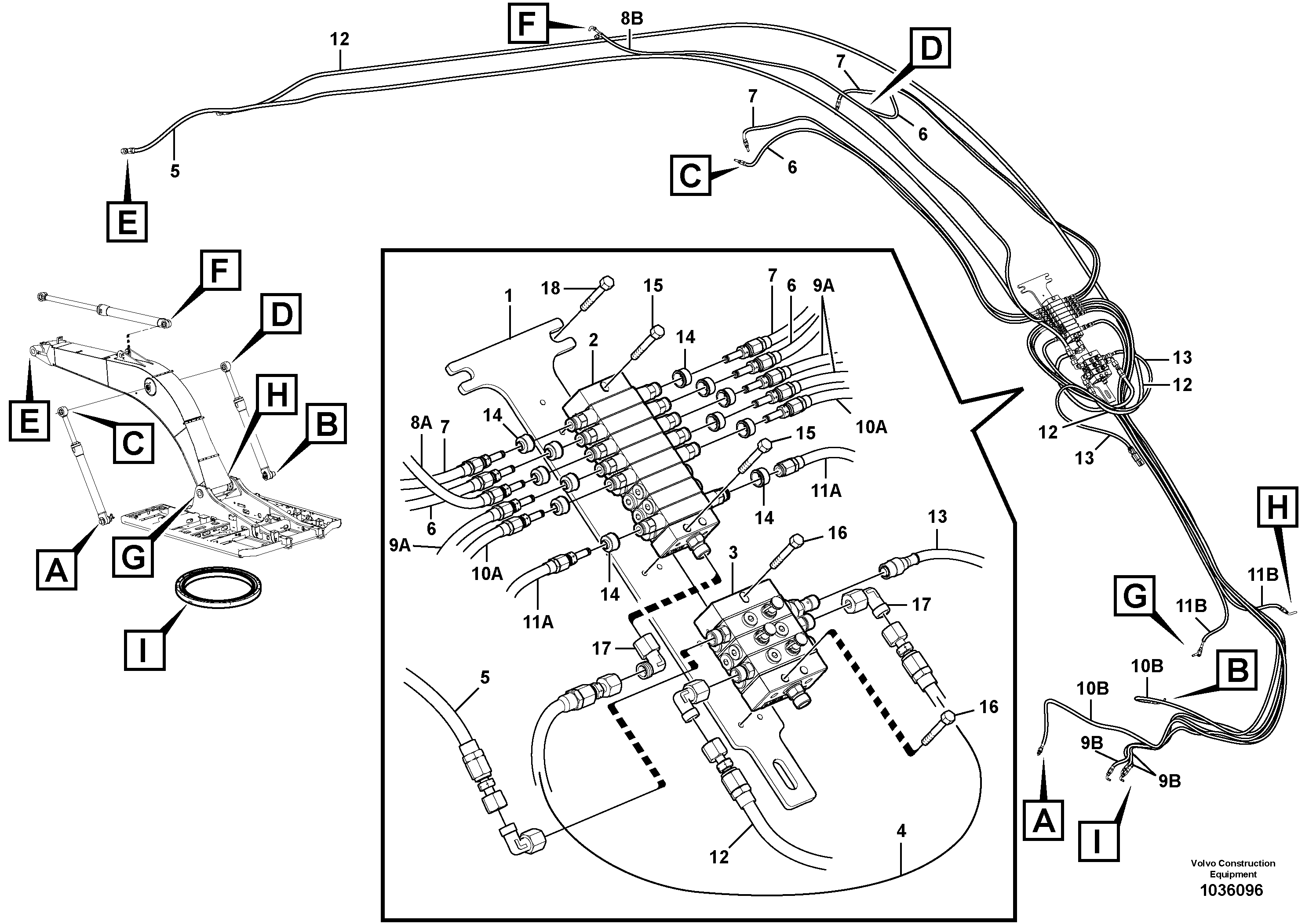 Схема запчастей Volvo EW140C - 50230 Distributor set, boom EW140C