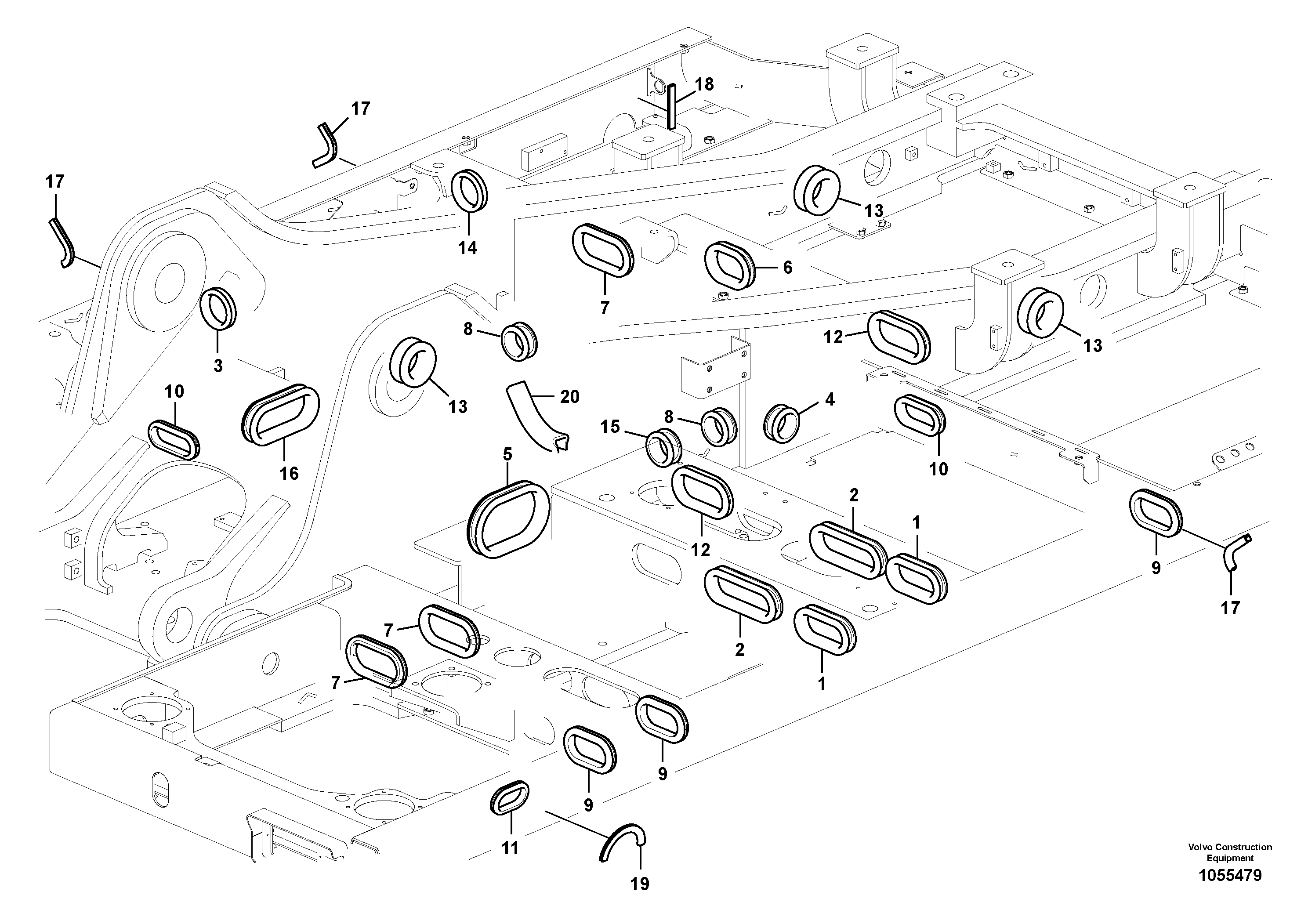 Схема запчастей Volvo EW160C - 89679 Upper frame EW160C