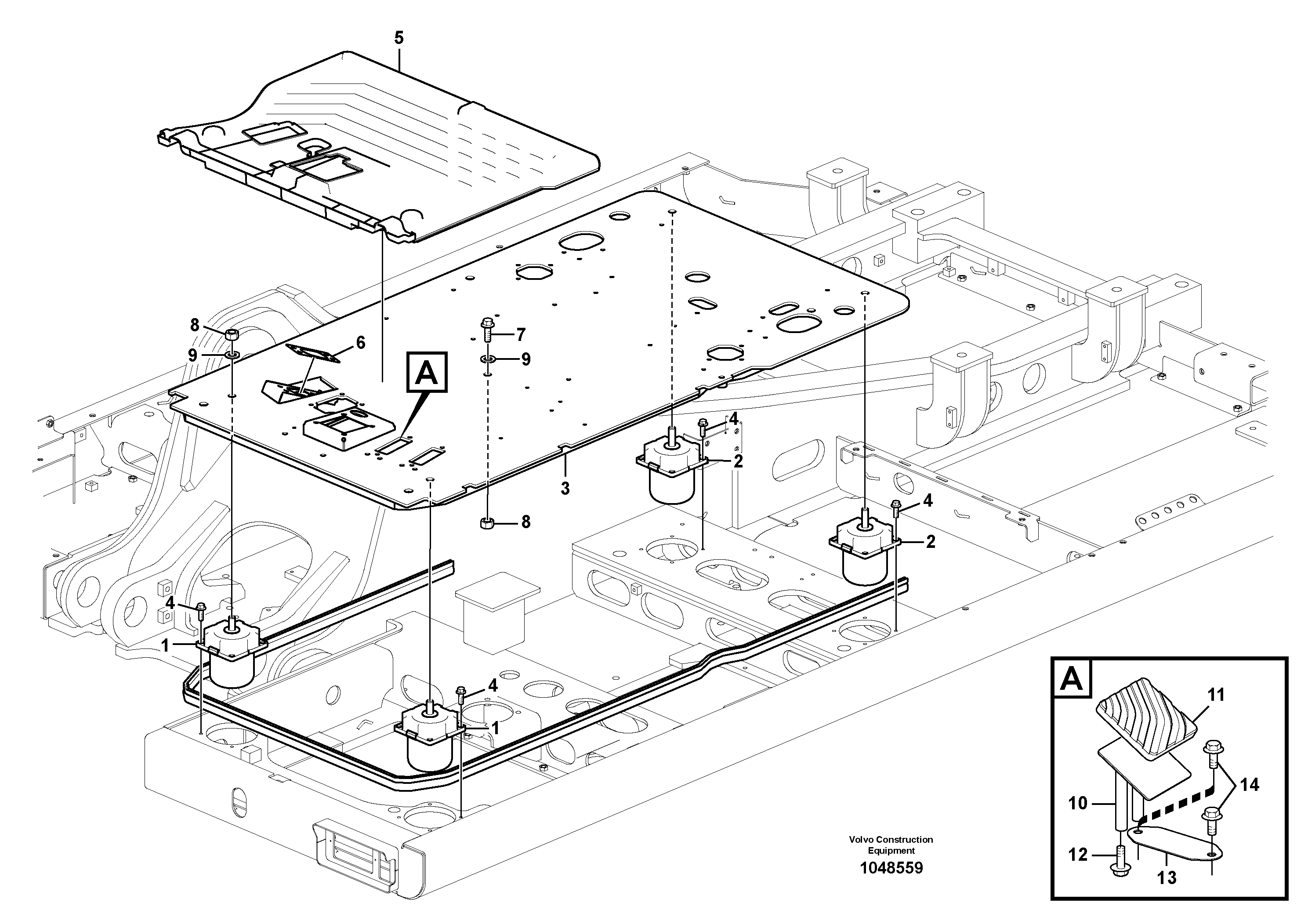 Схема запчастей Volvo EW160C - 88008 Cabin floor EW160C