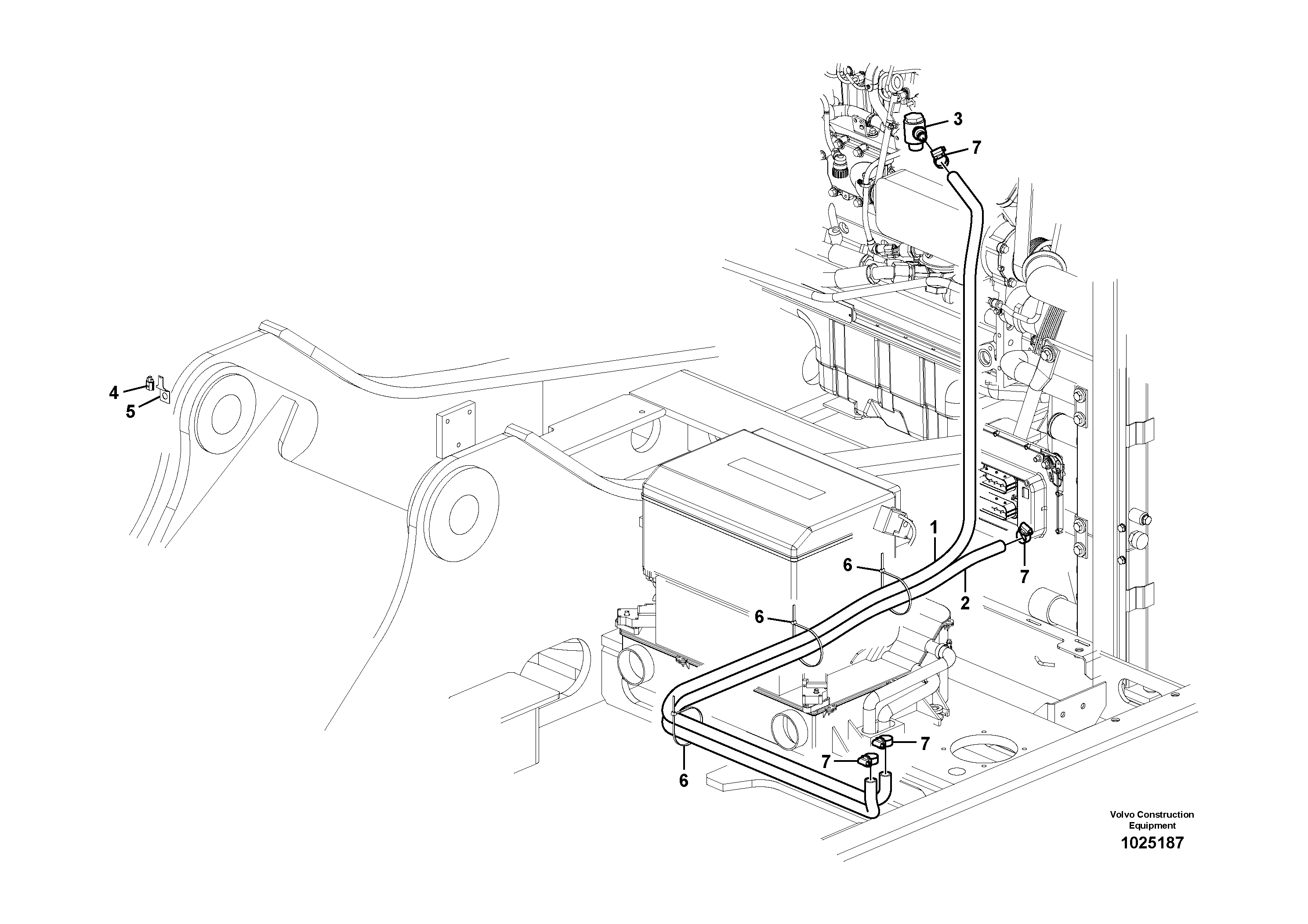 Схема запчастей Volvo EW160C - 90621 Heating line EW160C