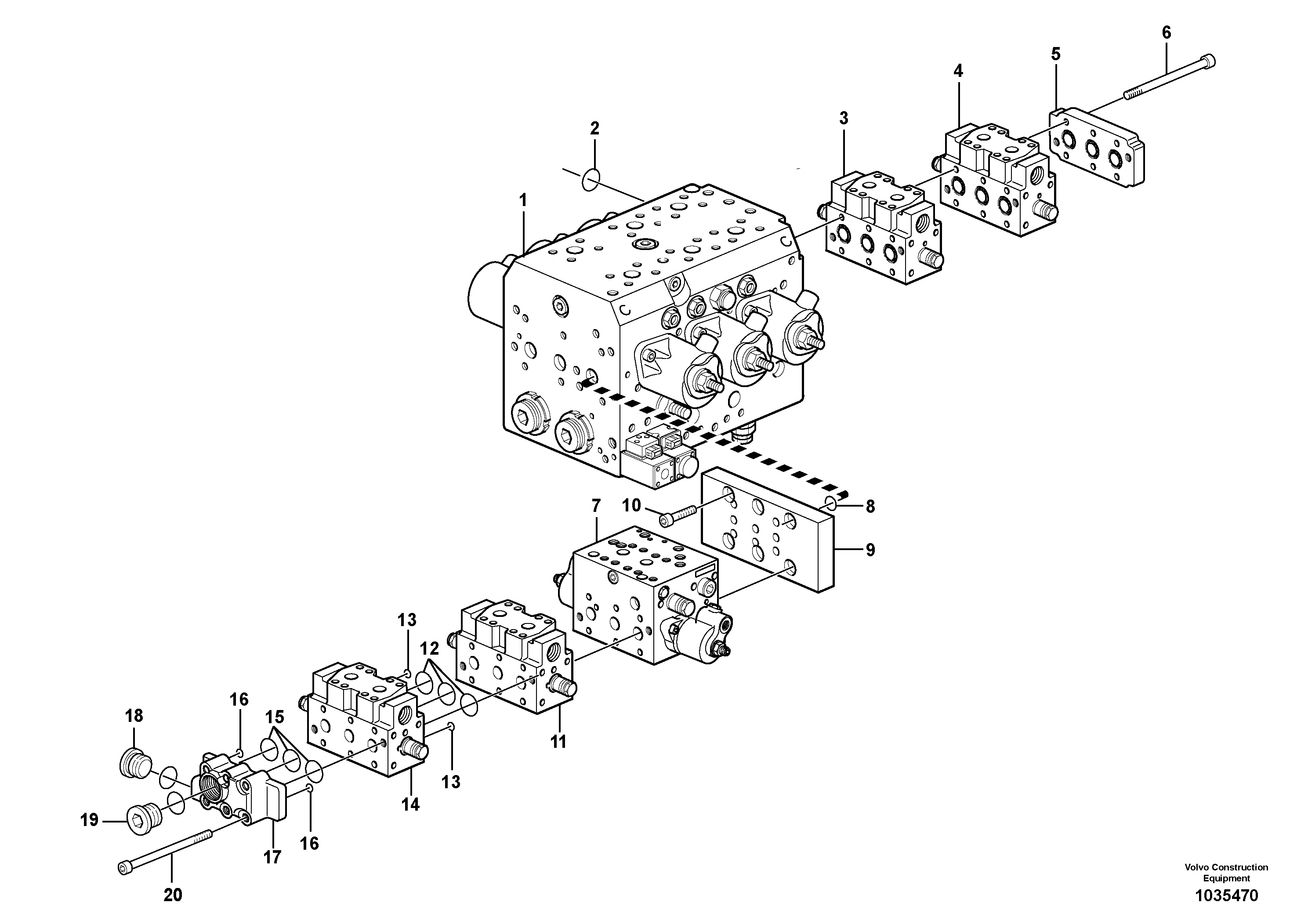 Схема запчастей Volvo EW160C - 98021 Main valve assembly, assembly block EW160C