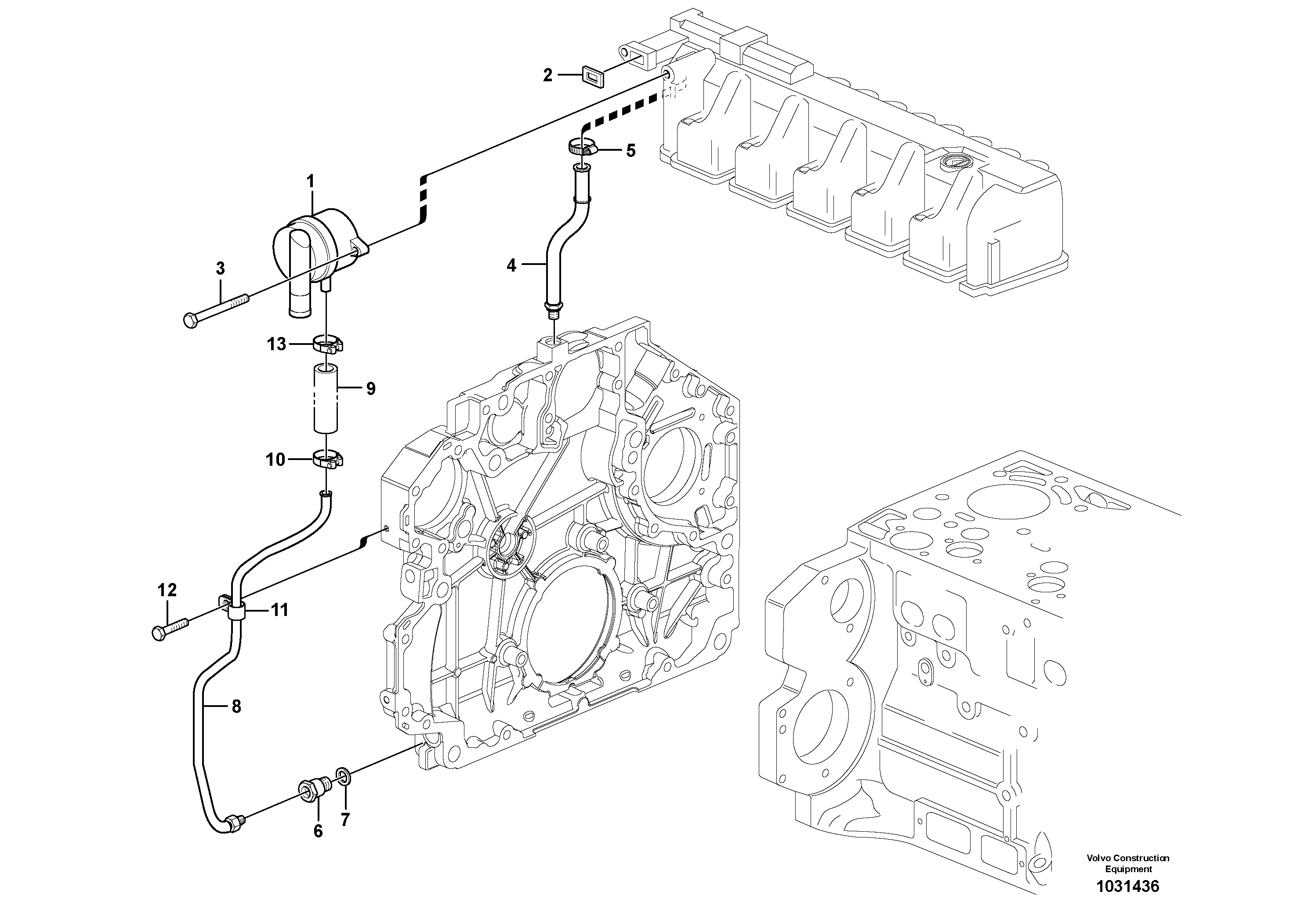 Схема запчастей Volvo EW160C - 77698 Crankcase ventilation EW160C