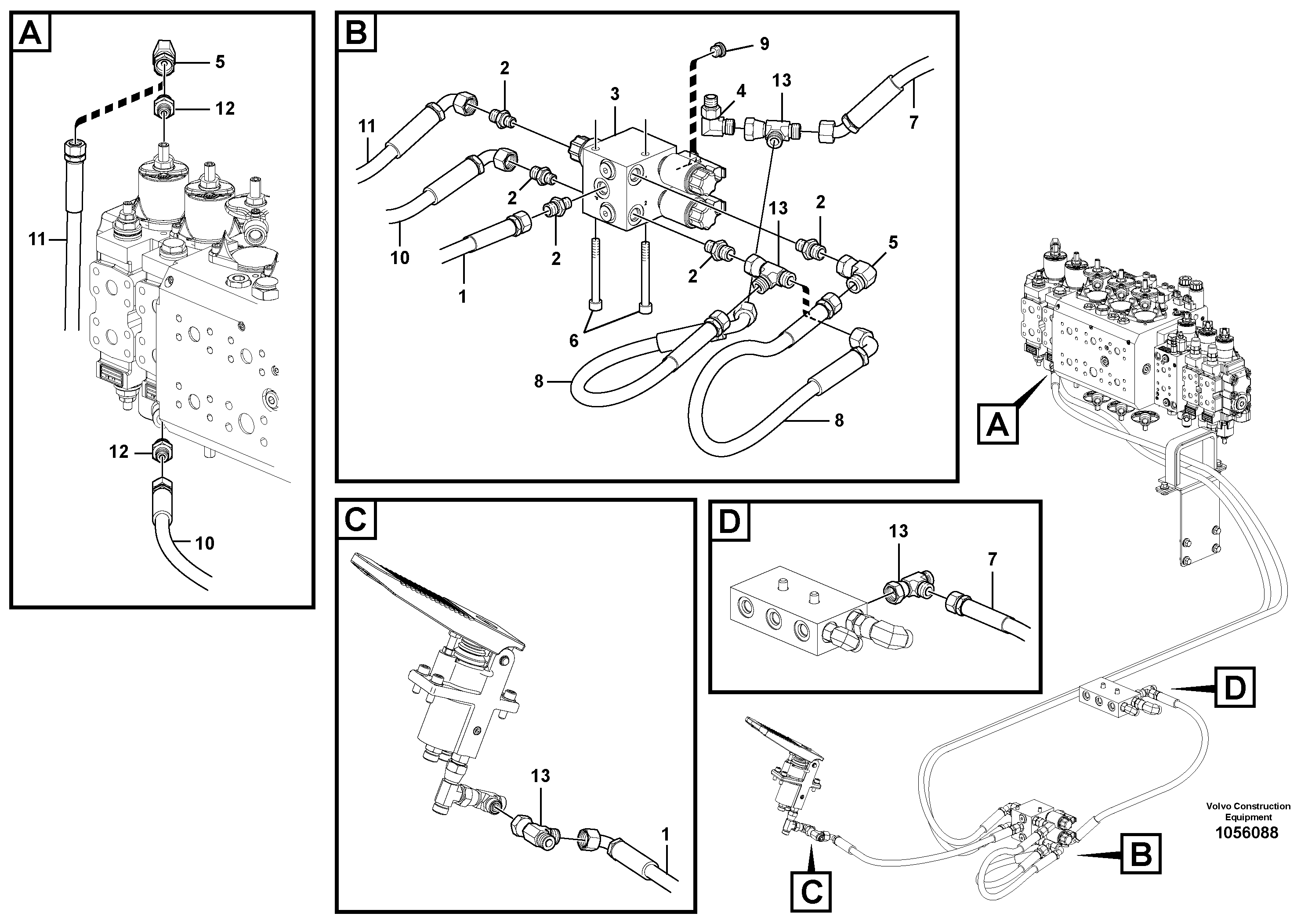 Схема запчастей Volvo EW160C - 83812 Servo system, hammer and shear EW160C