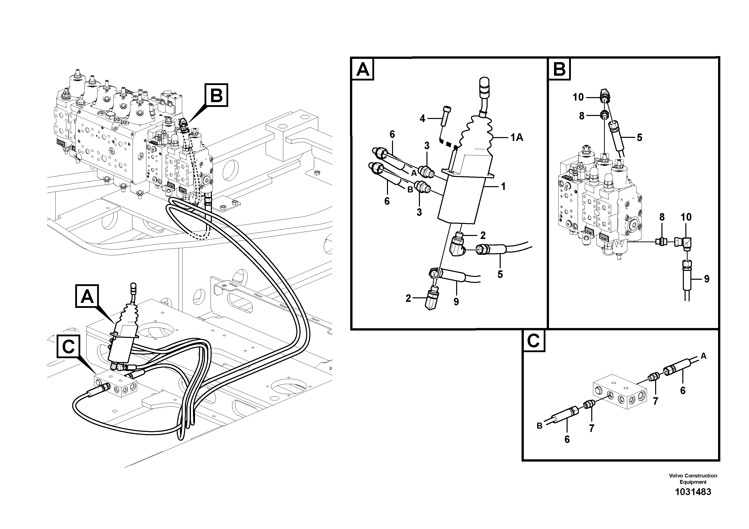 Схема запчастей Volvo EW160C - 84051 Servo system, dozer blade EW160C
