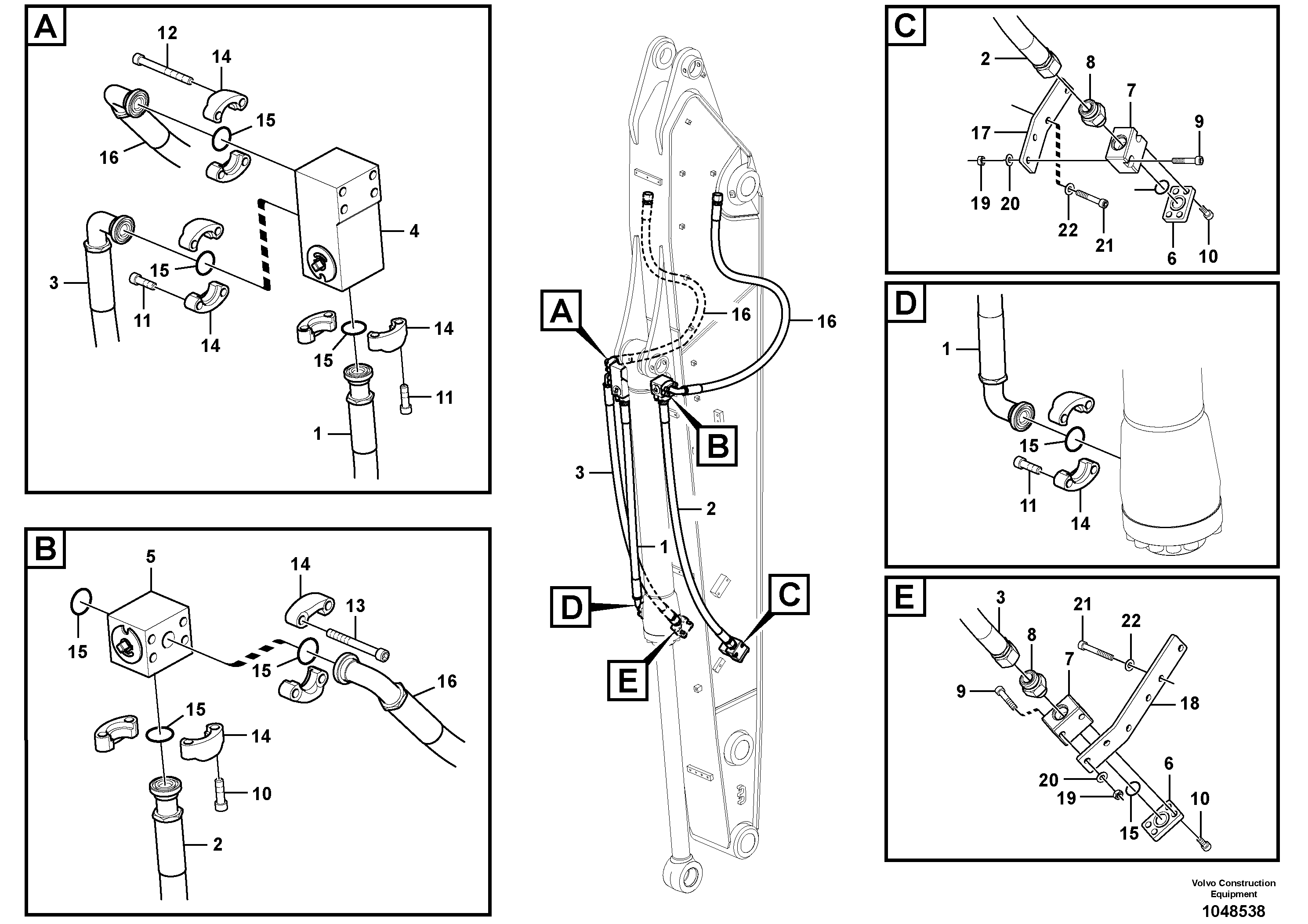 Схема запчастей Volvo EW160C - 105594 Working hydraulics, bucket cylinder grab EW160C