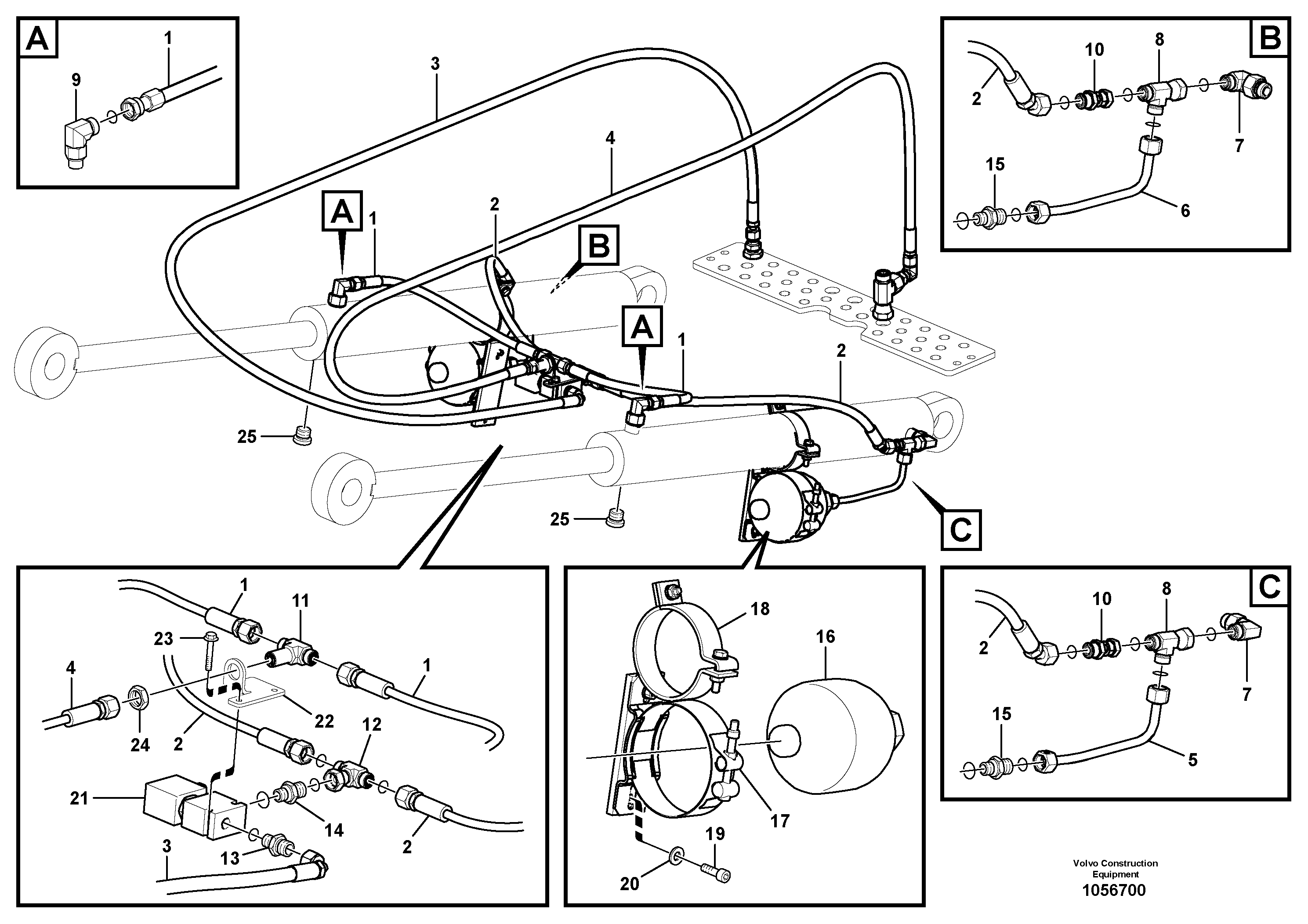 Схема запчастей Volvo EW160C - 82184 Working Hydraulics, Valves EW160C