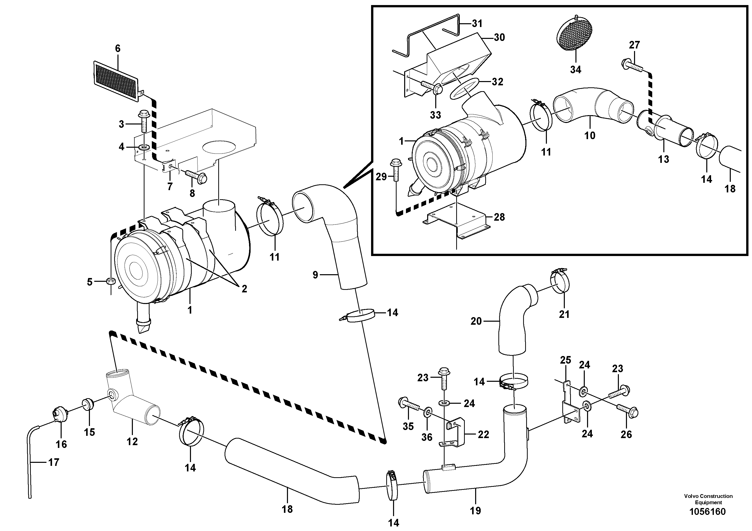 Схема запчастей Volvo EW160C - 82523 Система впуска EW160C