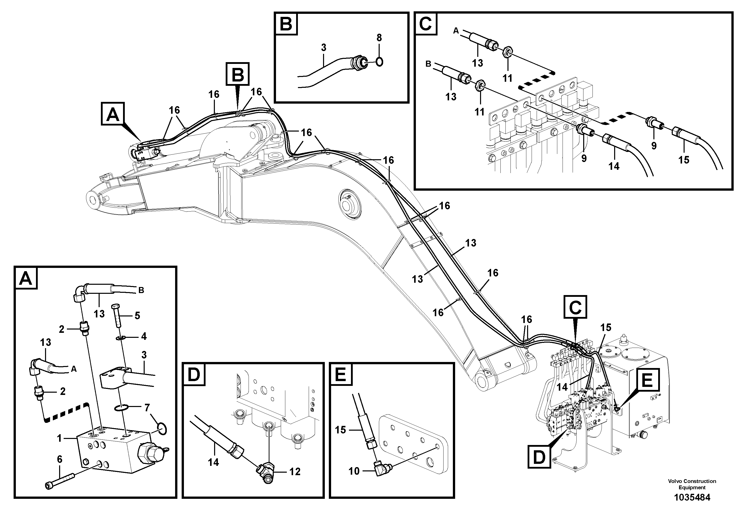 Схема запчастей Volvo EW160C - 85126 Dipper arm rupture for offset boom EW160C