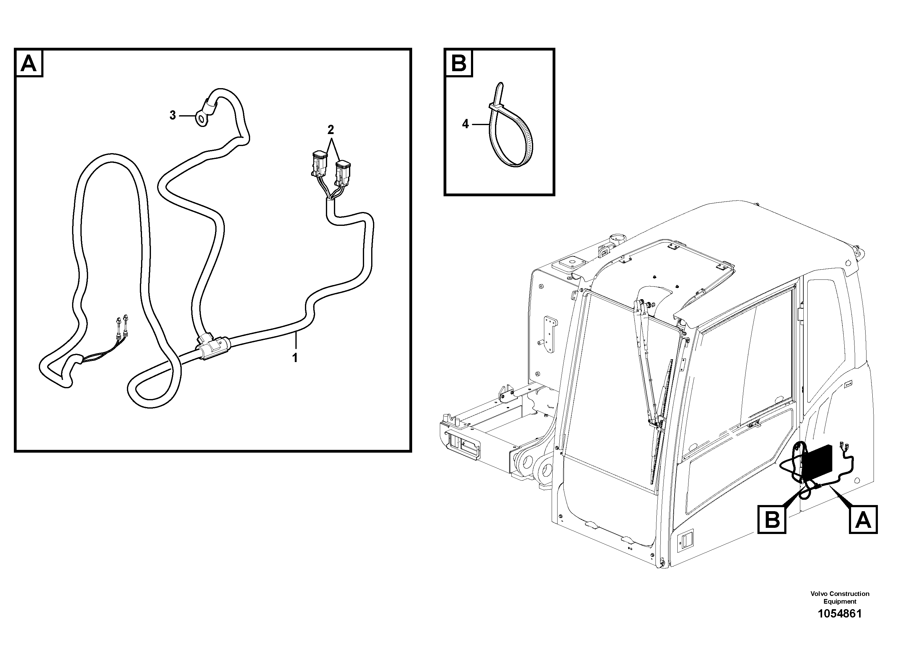 Схема запчастей Volvo EW160C - 82676 Cable harness, offset boom EW160C