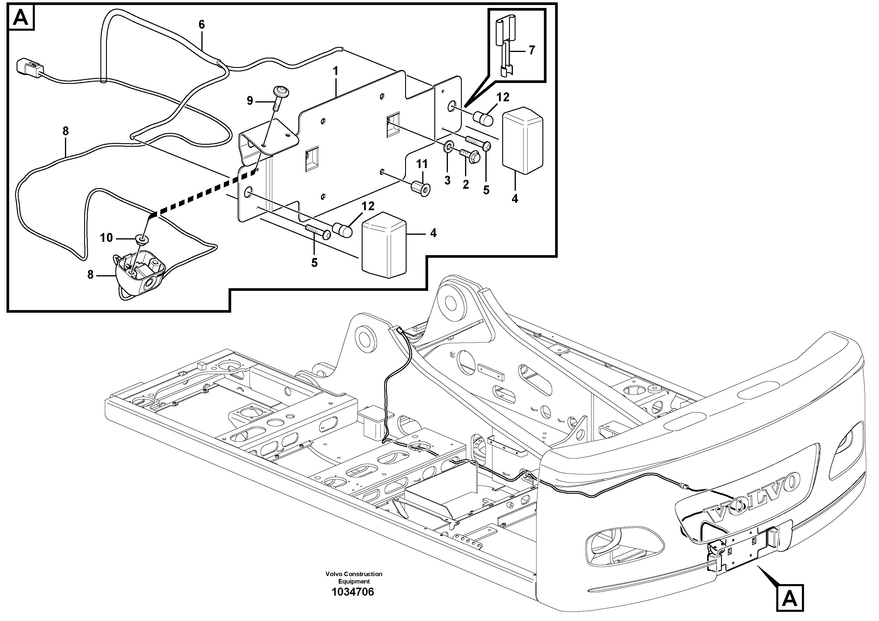 Схема запчастей Volvo EW160C - 89682 Rear view camera EW160C