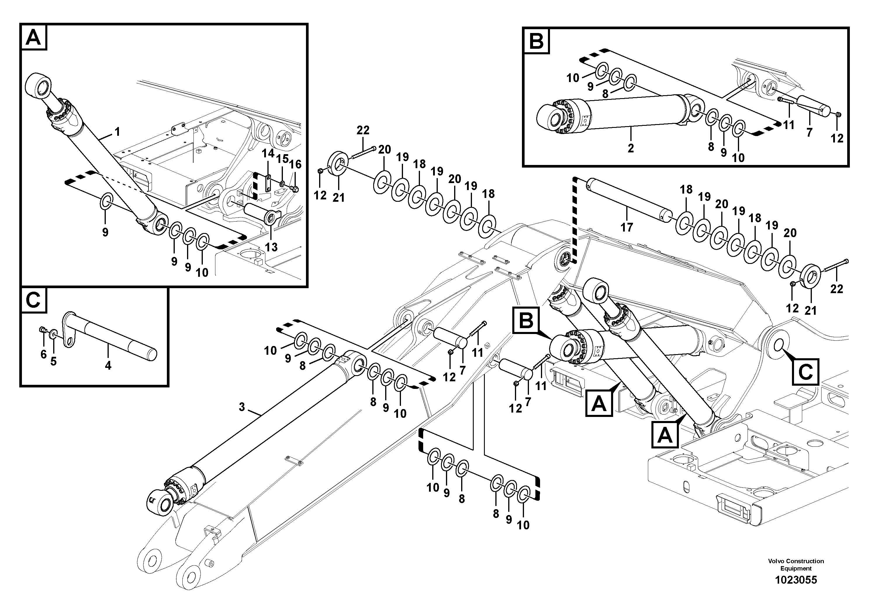 Схема запчастей Volvo EW160C - 86610 Links to boom, adjustable EW160C
