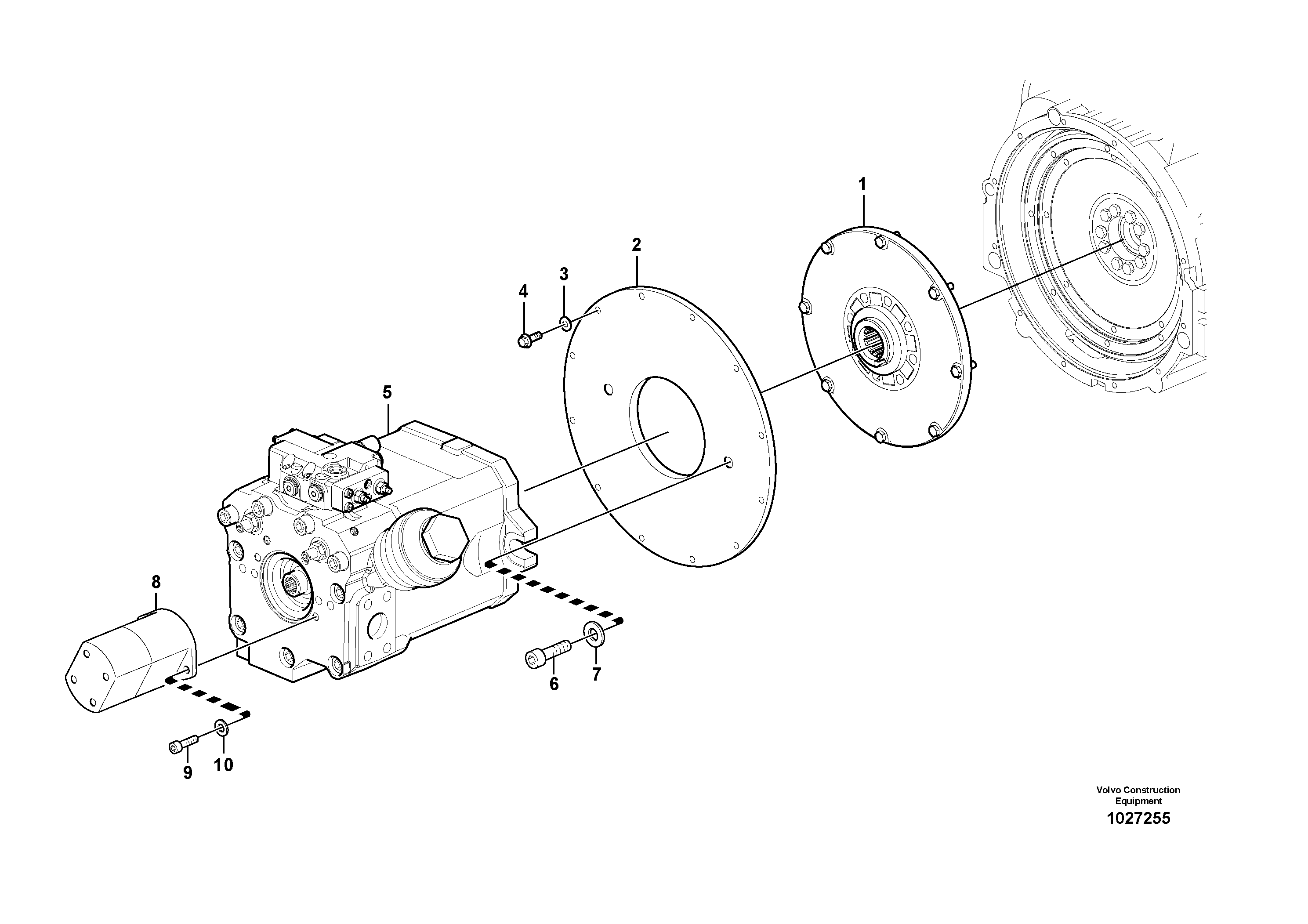 Схема запчастей Volvo EW160C - 81811 Pump gearbox with assembling parts EW160C
