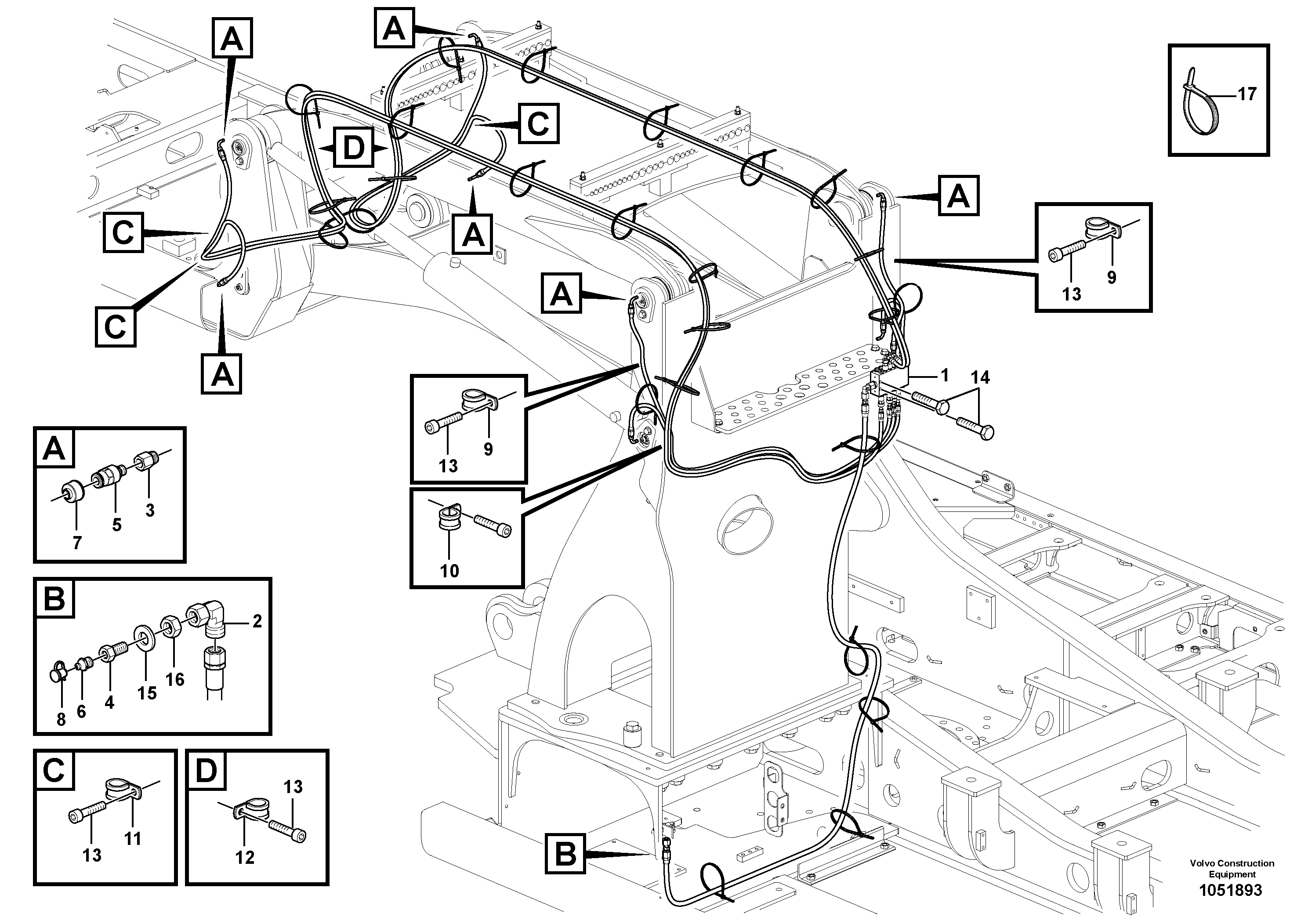 Схема запчастей Volvo EW160C - 89667 Grease Piping EW160C