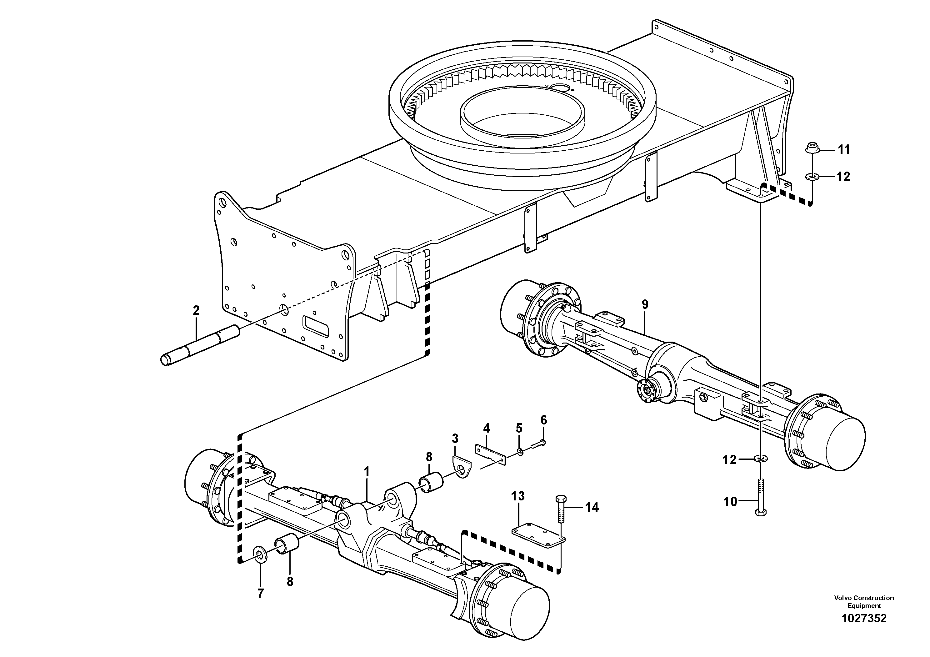 Схема запчастей Volvo EW160C - 101837 Planet axles with fitting parts EW160C