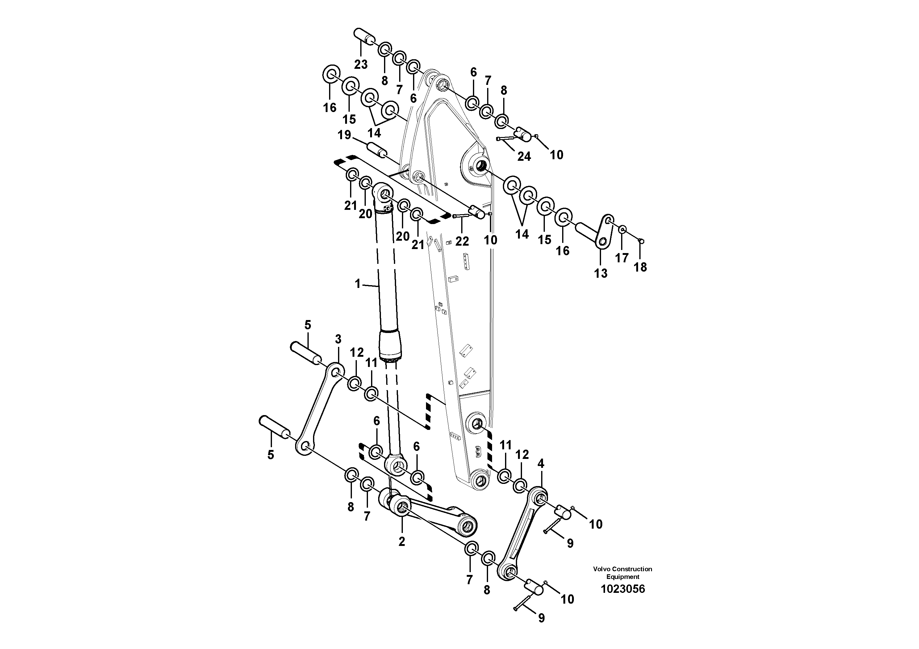 Схема запчастей Volvo EW160C - 82169 Links to dipper arm EW160C