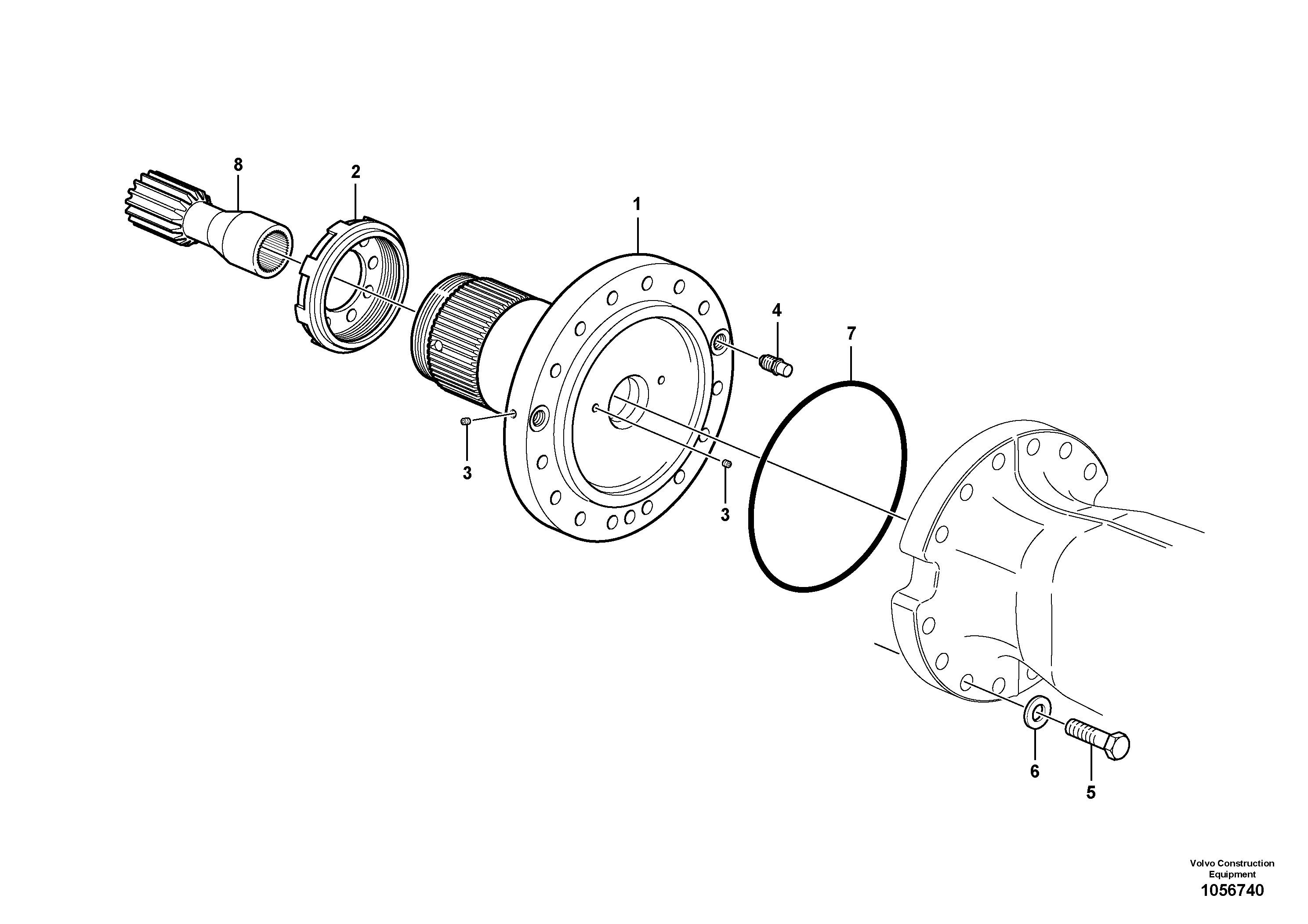 Схема запчастей Volvo EW160C - 87137 Мост задний, опорный вал EW160C