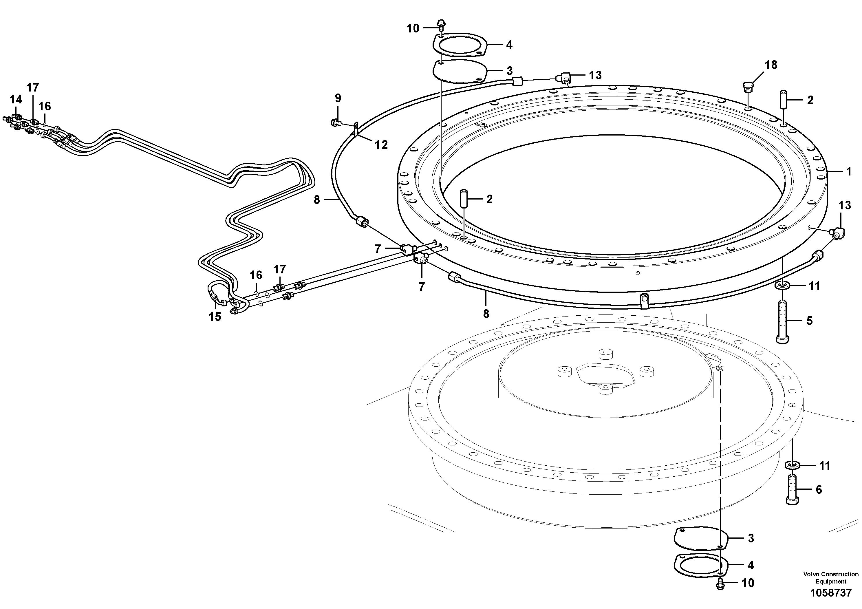 Схема запчастей Volvo EW160C - 102330 Slewing ring attachment EW160C
