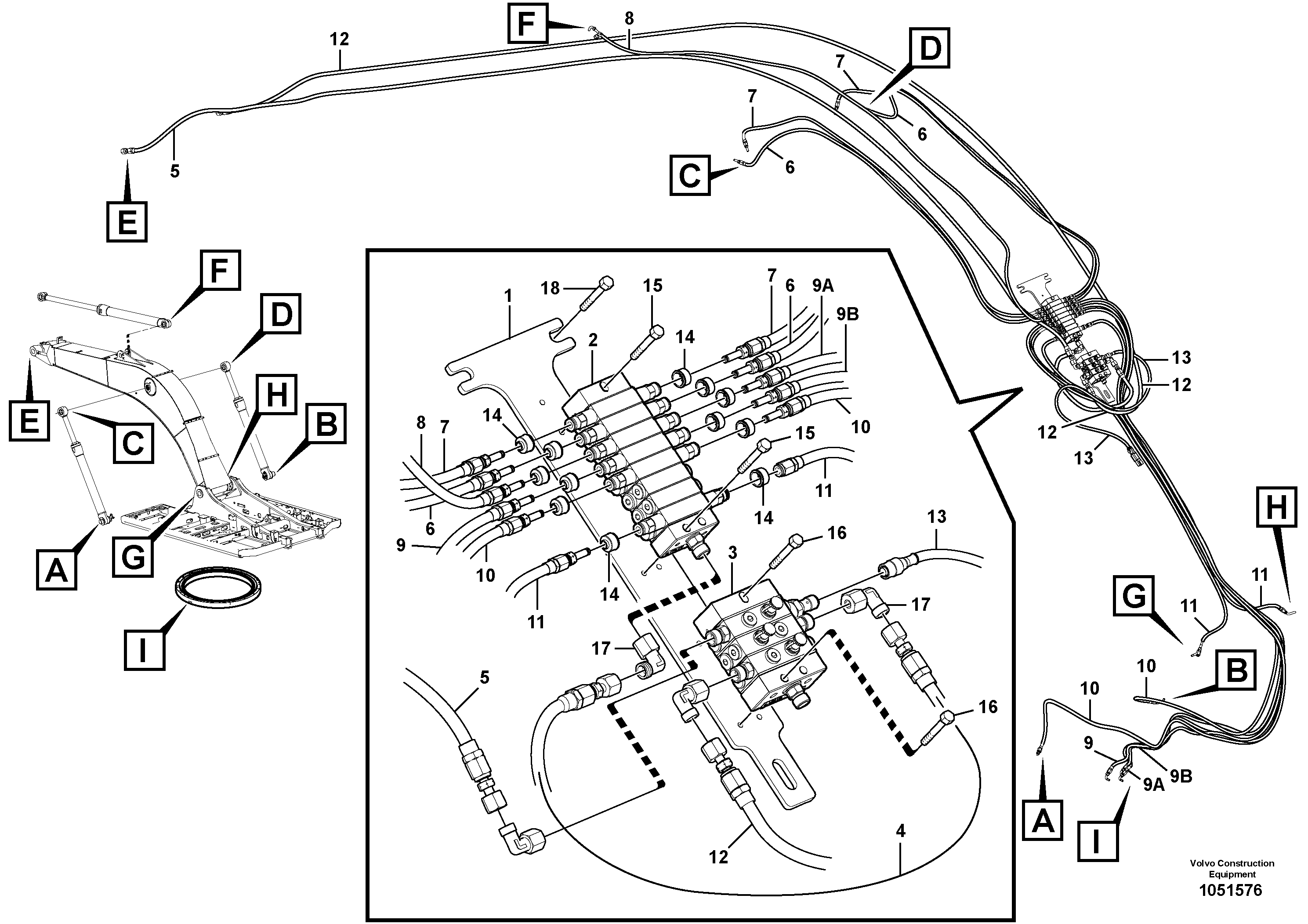 Схема запчастей Volvo EW160C - 77948 Distributor set, boom EW160C