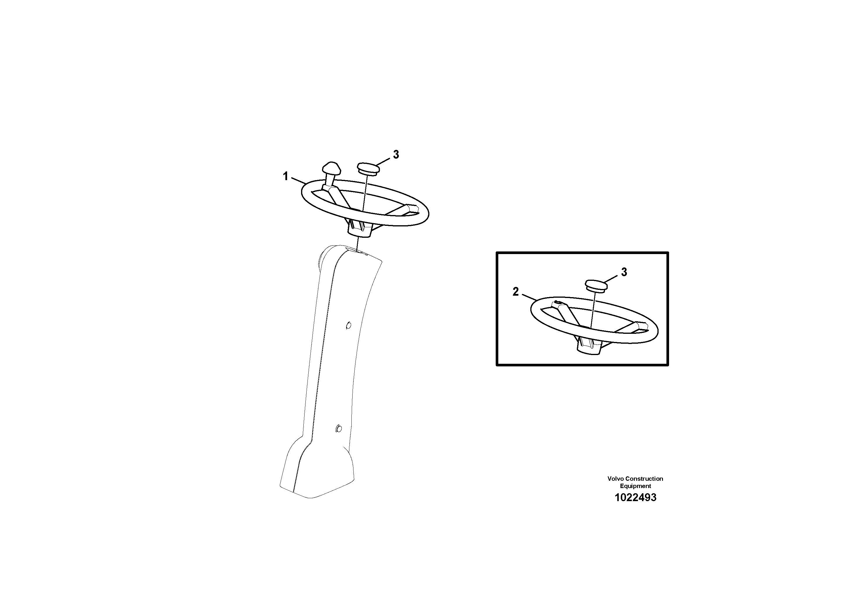 Схема запчастей Volvo EW160C - 84203 Steering wheel and column EW160C