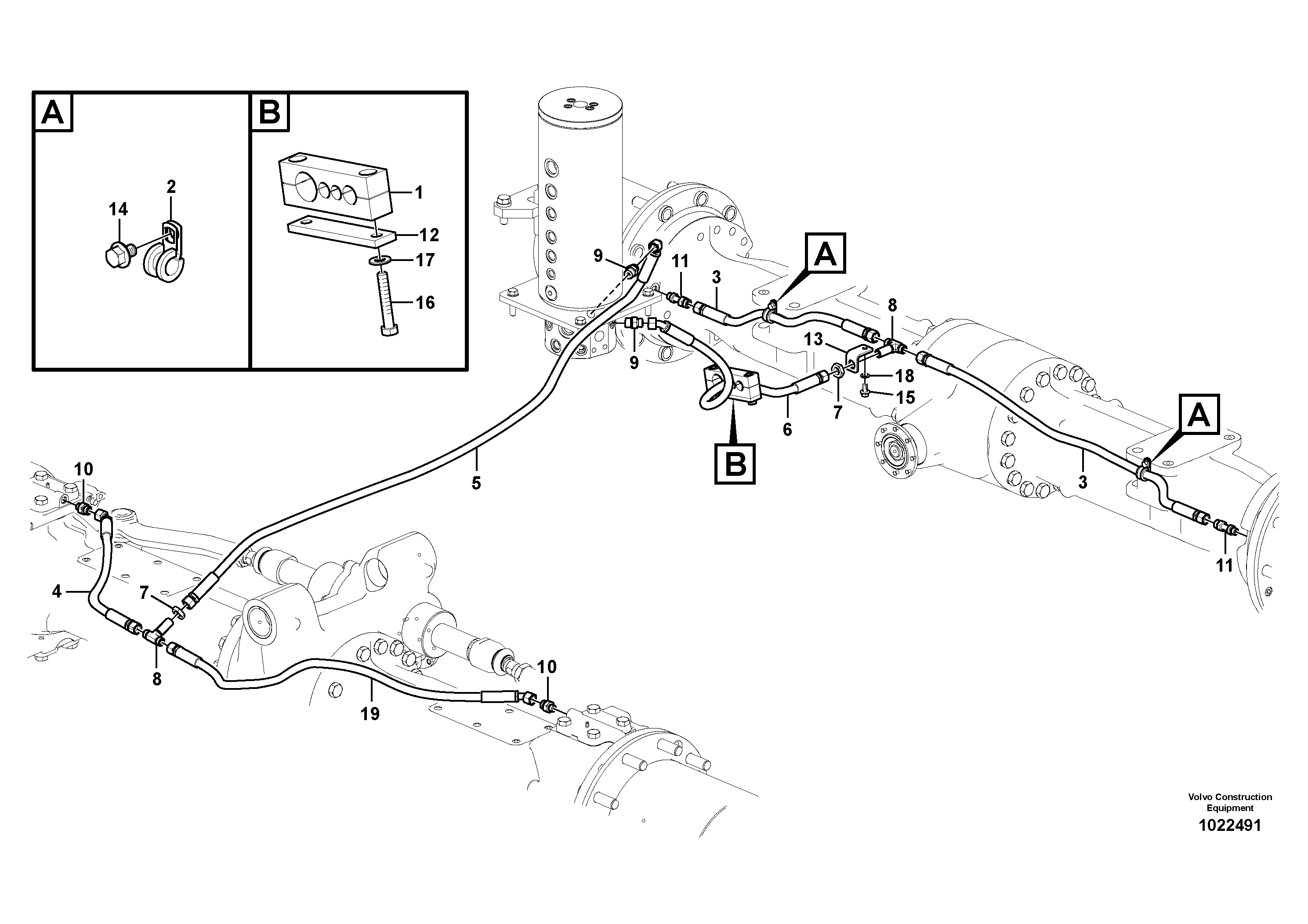 Схема запчастей Volvo EW180C - 39013 Hydraulic system, lower brake line EW180C