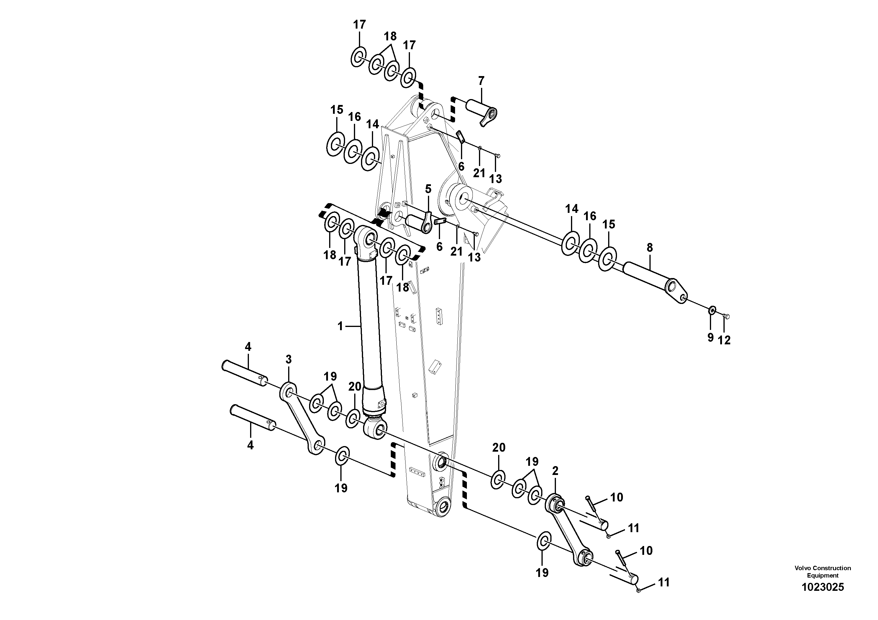 Схема запчастей Volvo EW180C - 5970 Links to dipper arm EW180C