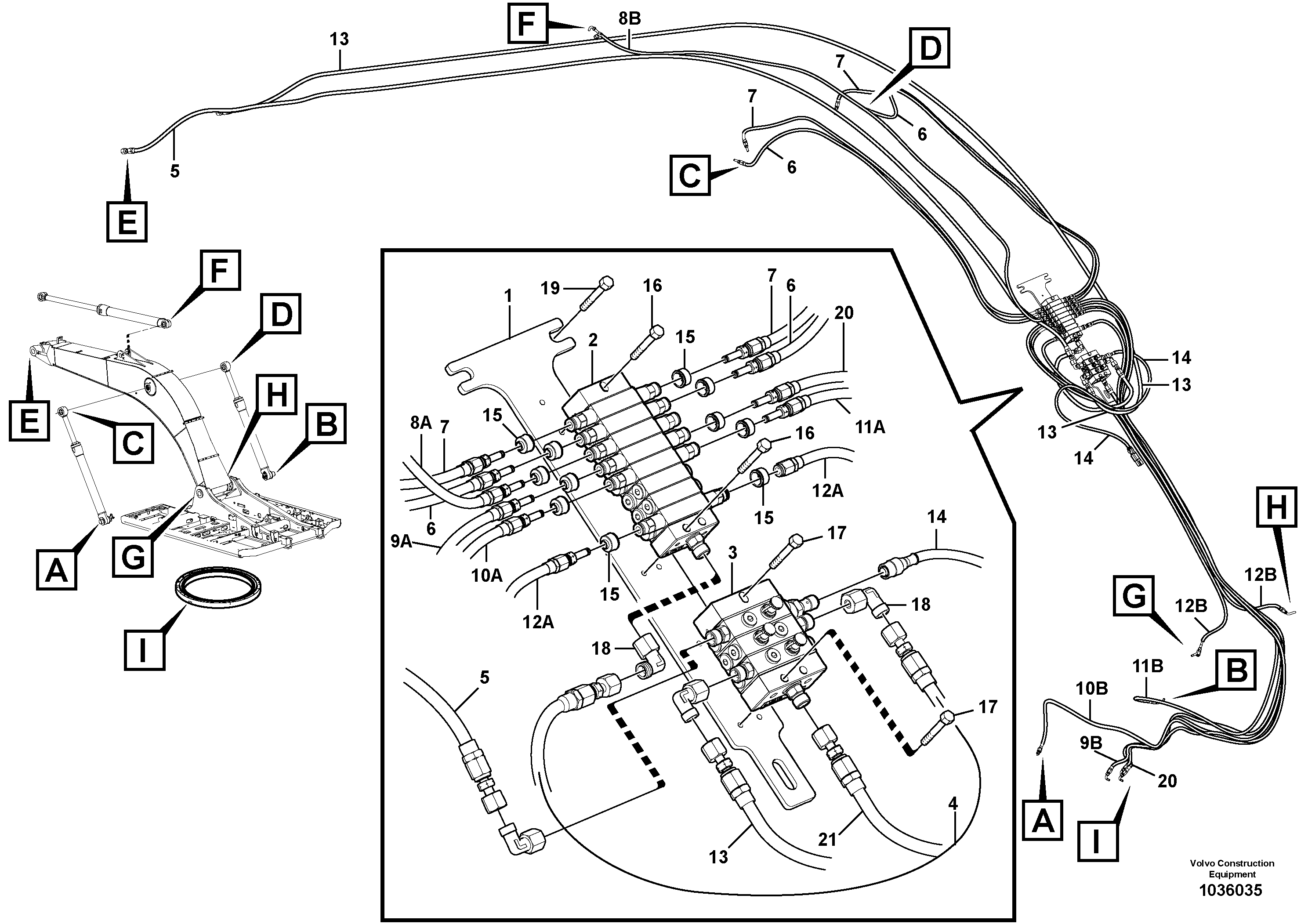 Схема запчастей Volvo EW180C - 43967 Distributor set, boom EW180C