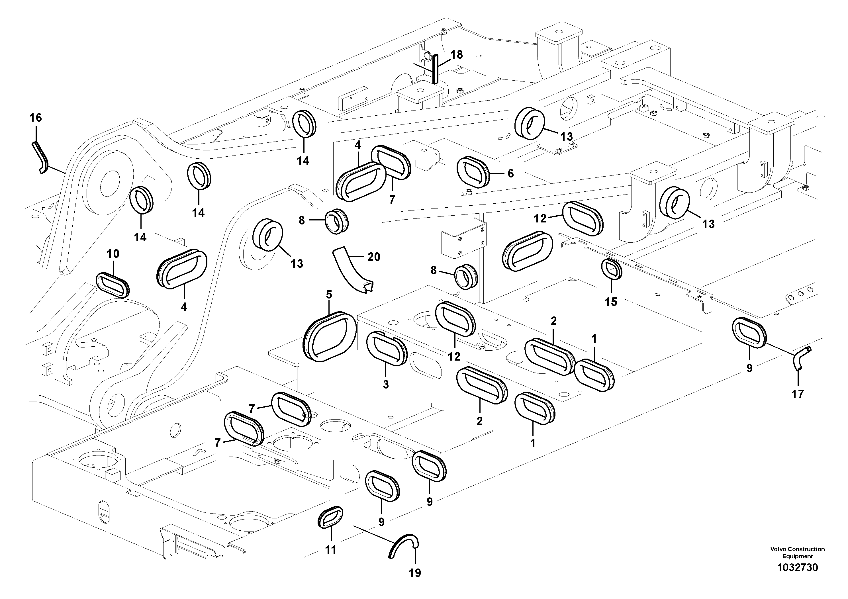Схема запчастей Volvo EW180C - 25756 Upper frame EW180C