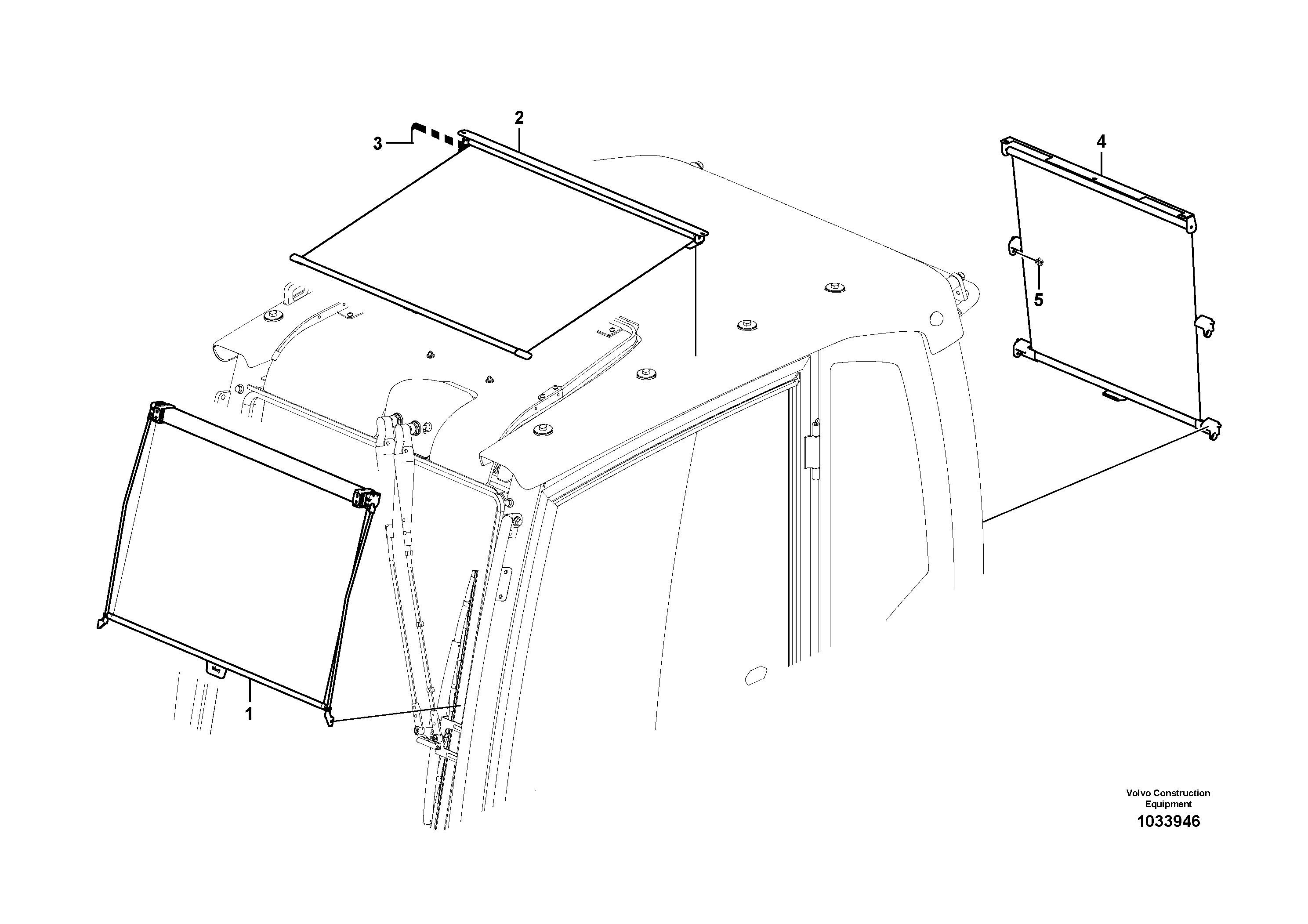 Схема запчастей Volvo EW180C - 17015 Sun visor interior EW180C