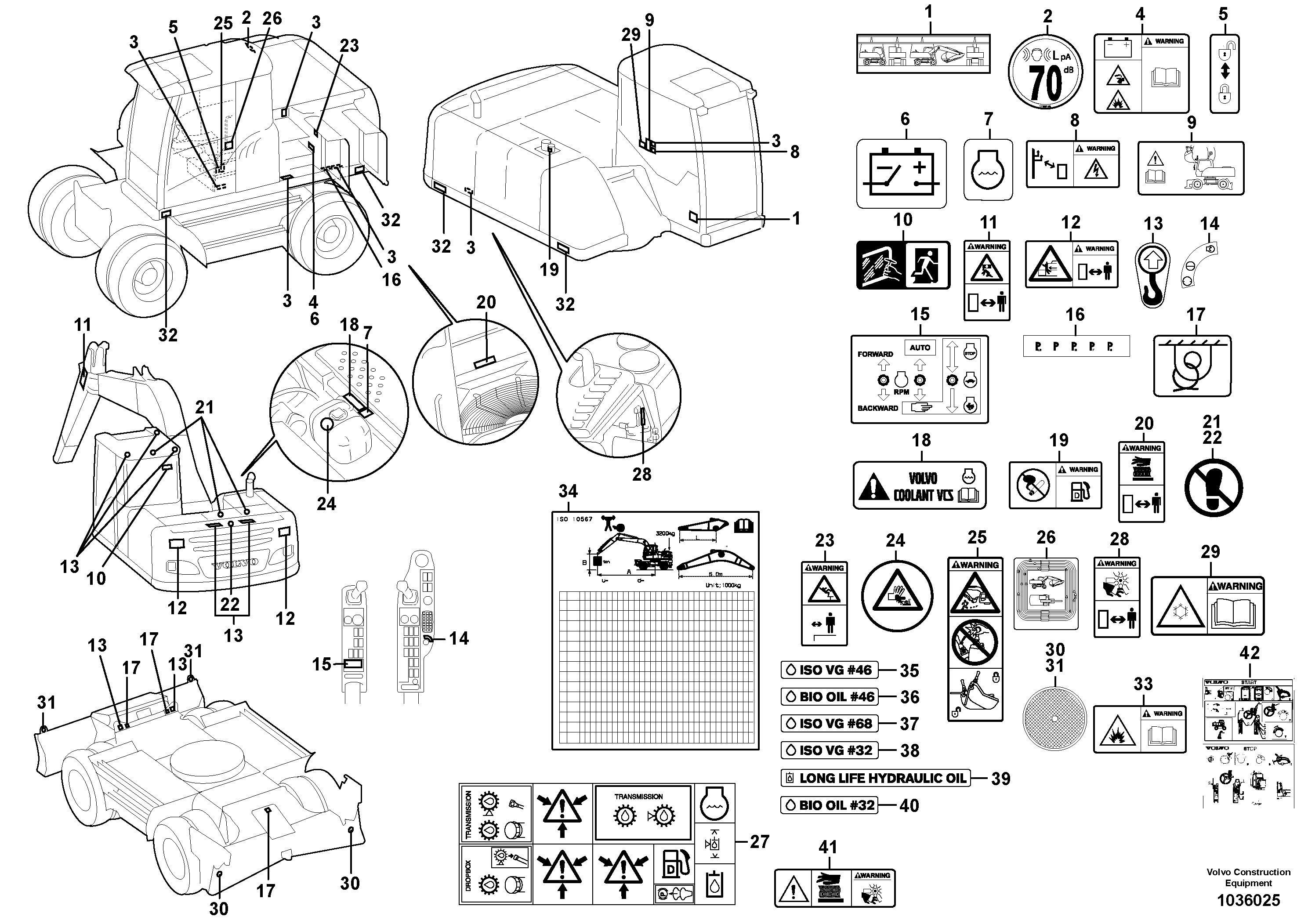 Схема запчастей Volvo EW180C - 101810 Sign plates and decals EW180C