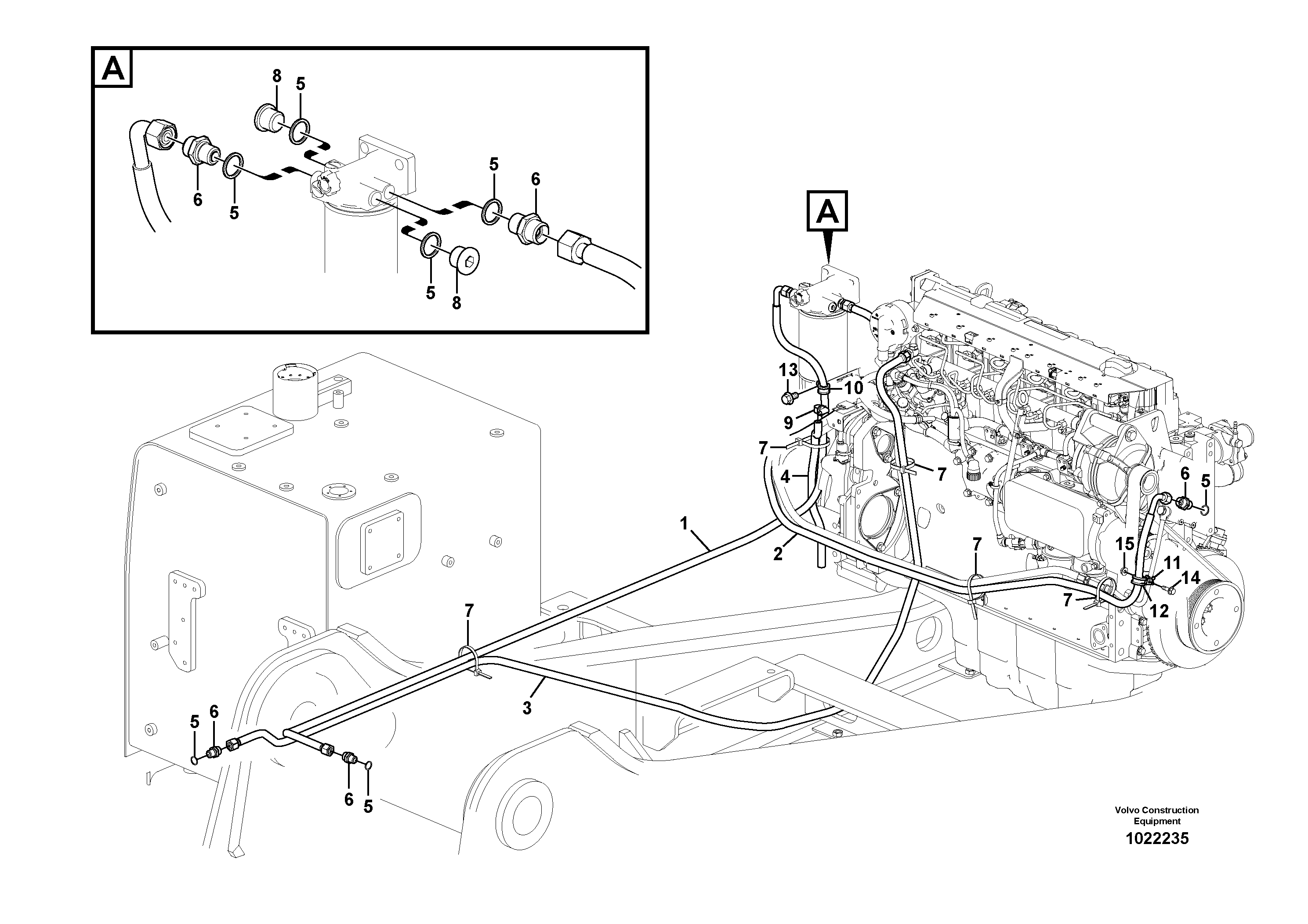 Схема запчастей Volvo EW180C - 70434 Fuel pipe - Fuel tank EW180C