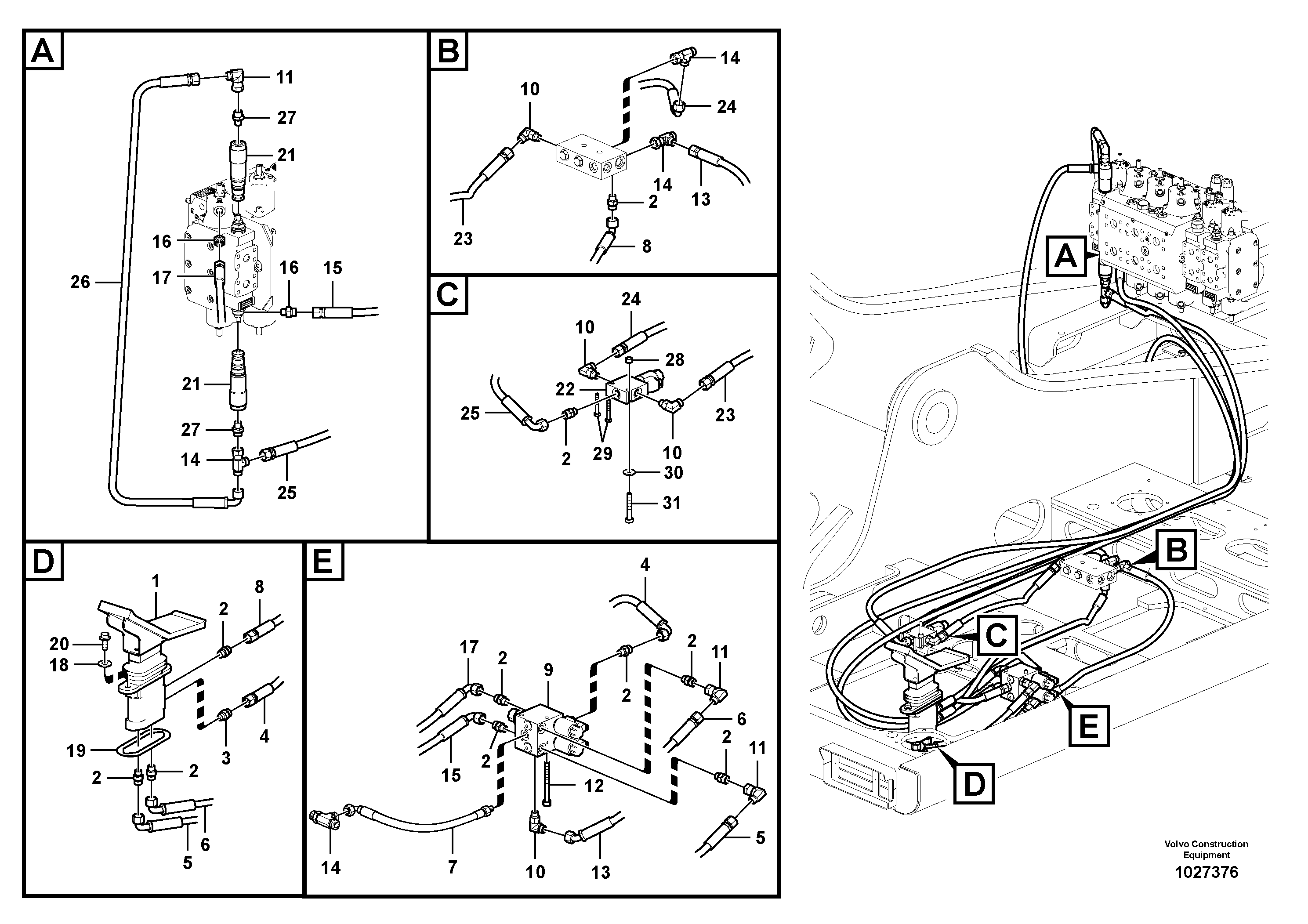 Схема запчастей Volvo EW180C - 80262 Servo system, hammer and shear EW180C