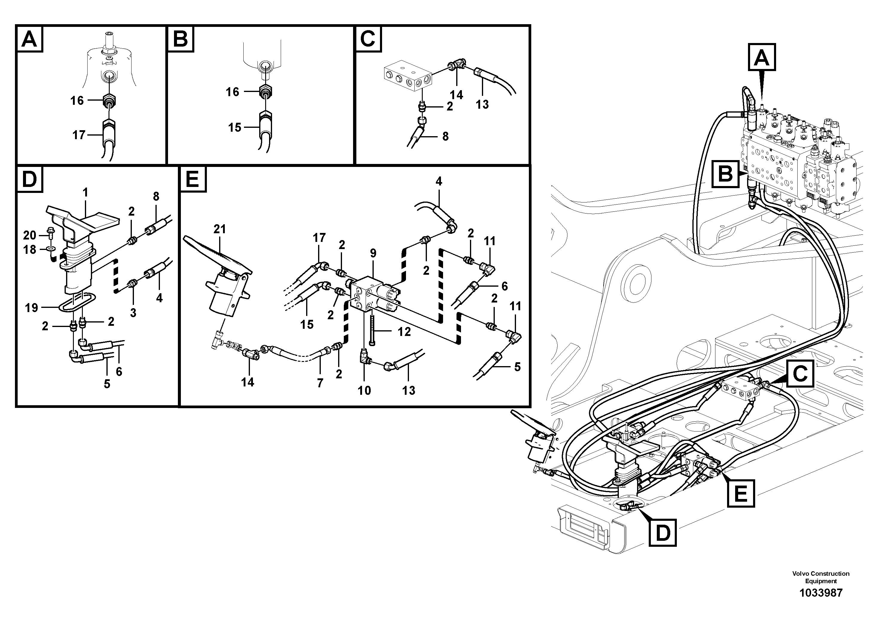 Схема запчастей Volvo EW180C - 89287 Servo system, hammer and shear EW180C