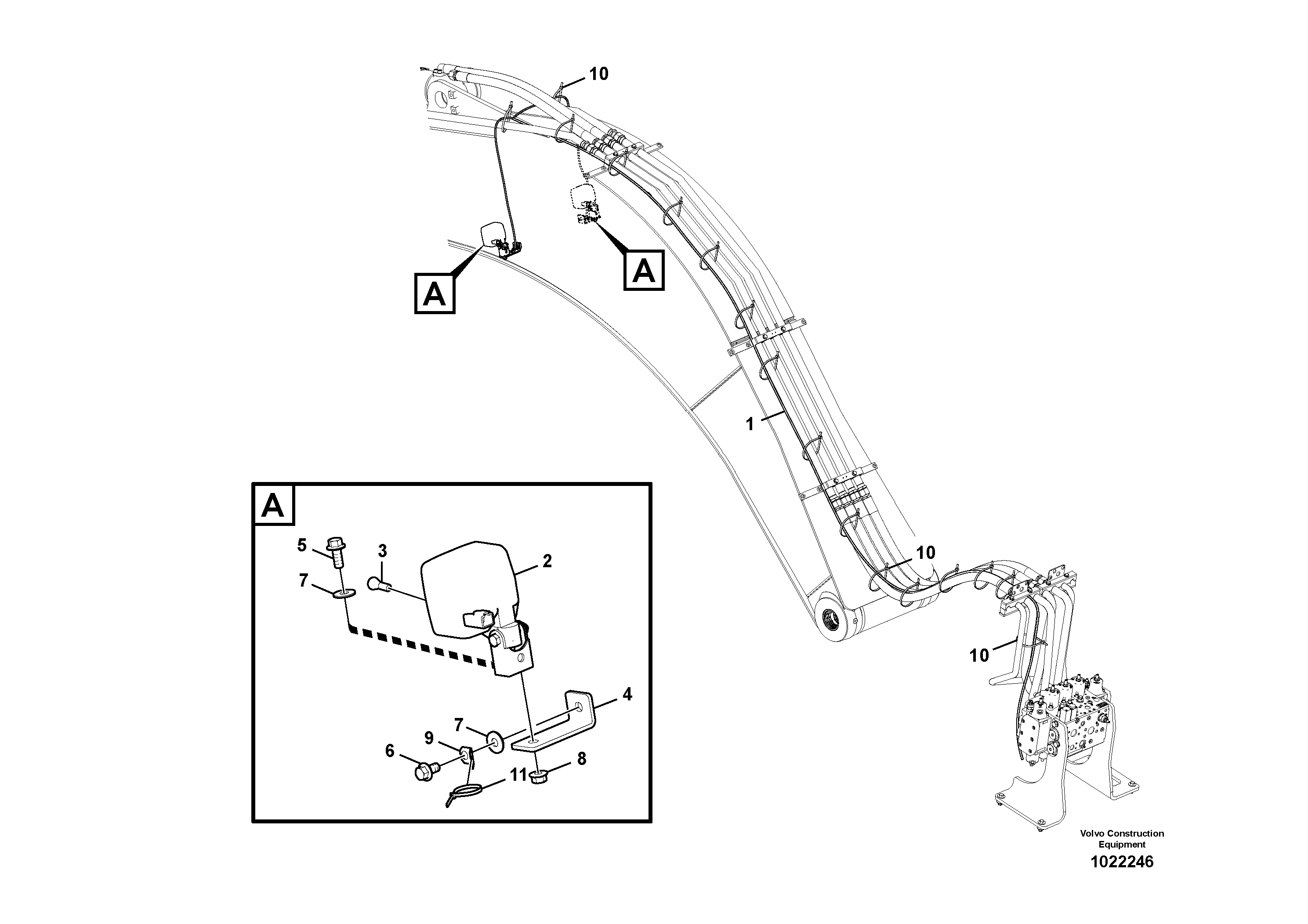 Схема запчастей Volvo EW180C - 40531 Working lamp on boom EW180C