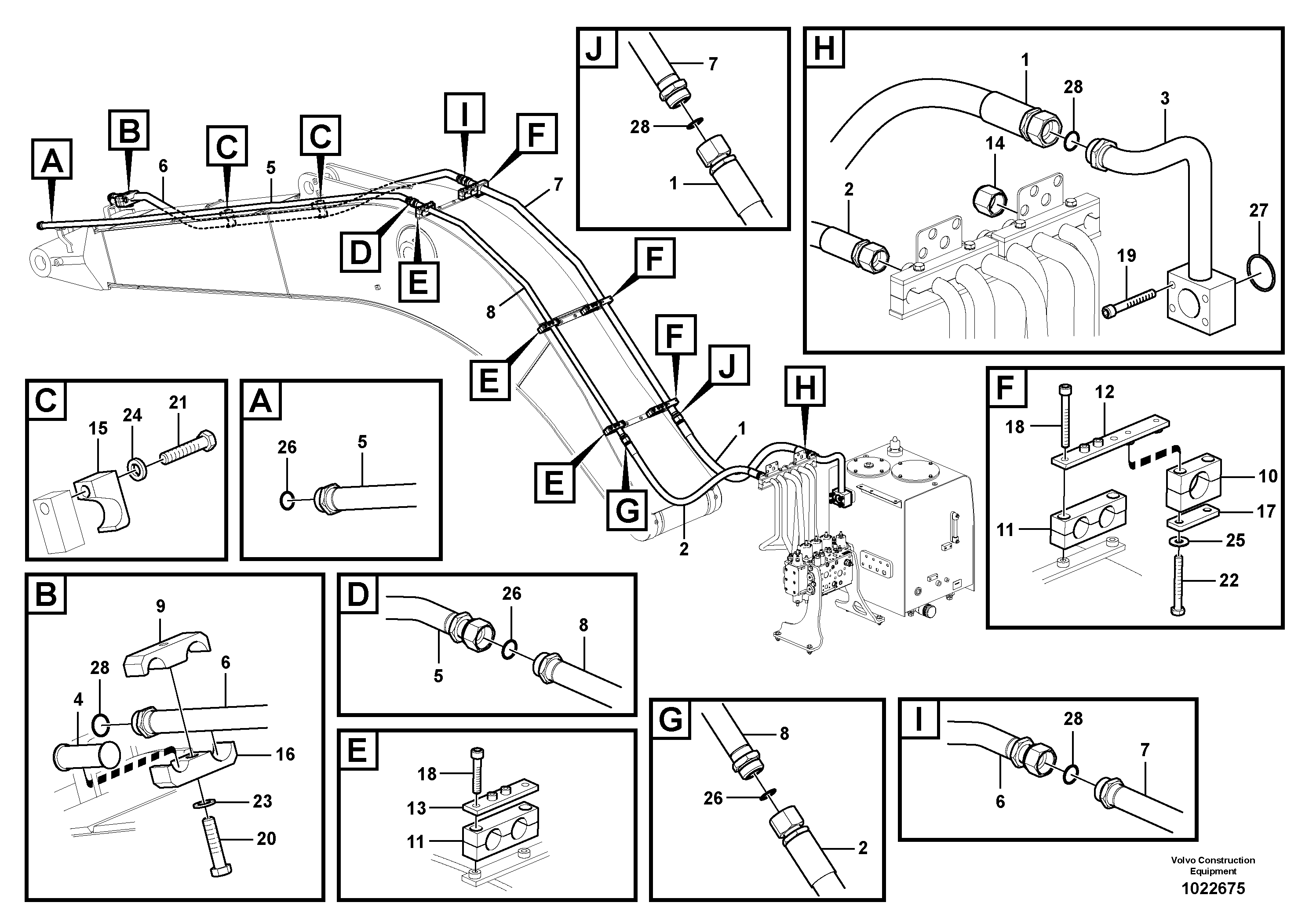 Схема запчастей Volvo EW180C - 29014 Working hydraulic, hammer and shear for boom EW180C