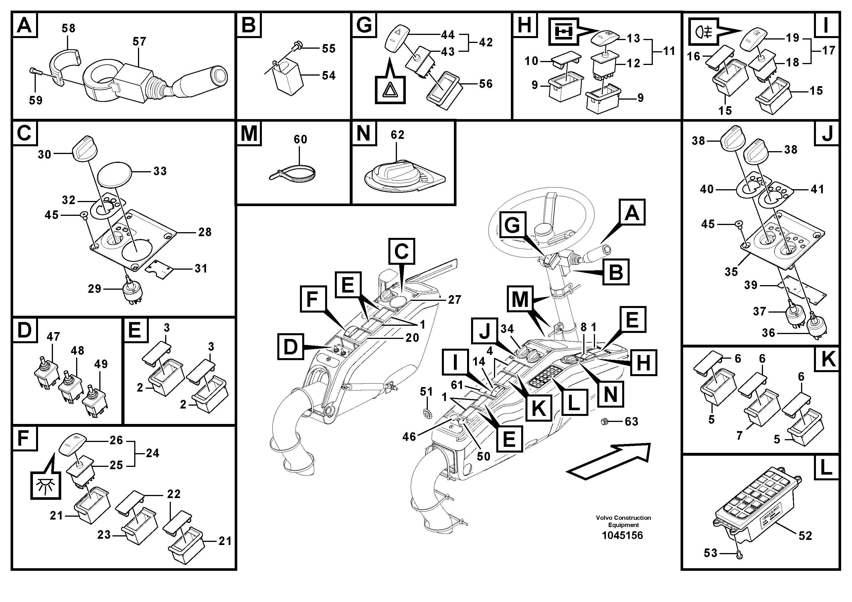 Схема запчастей Volvo EW180C - 77485 Переключатель EW180C